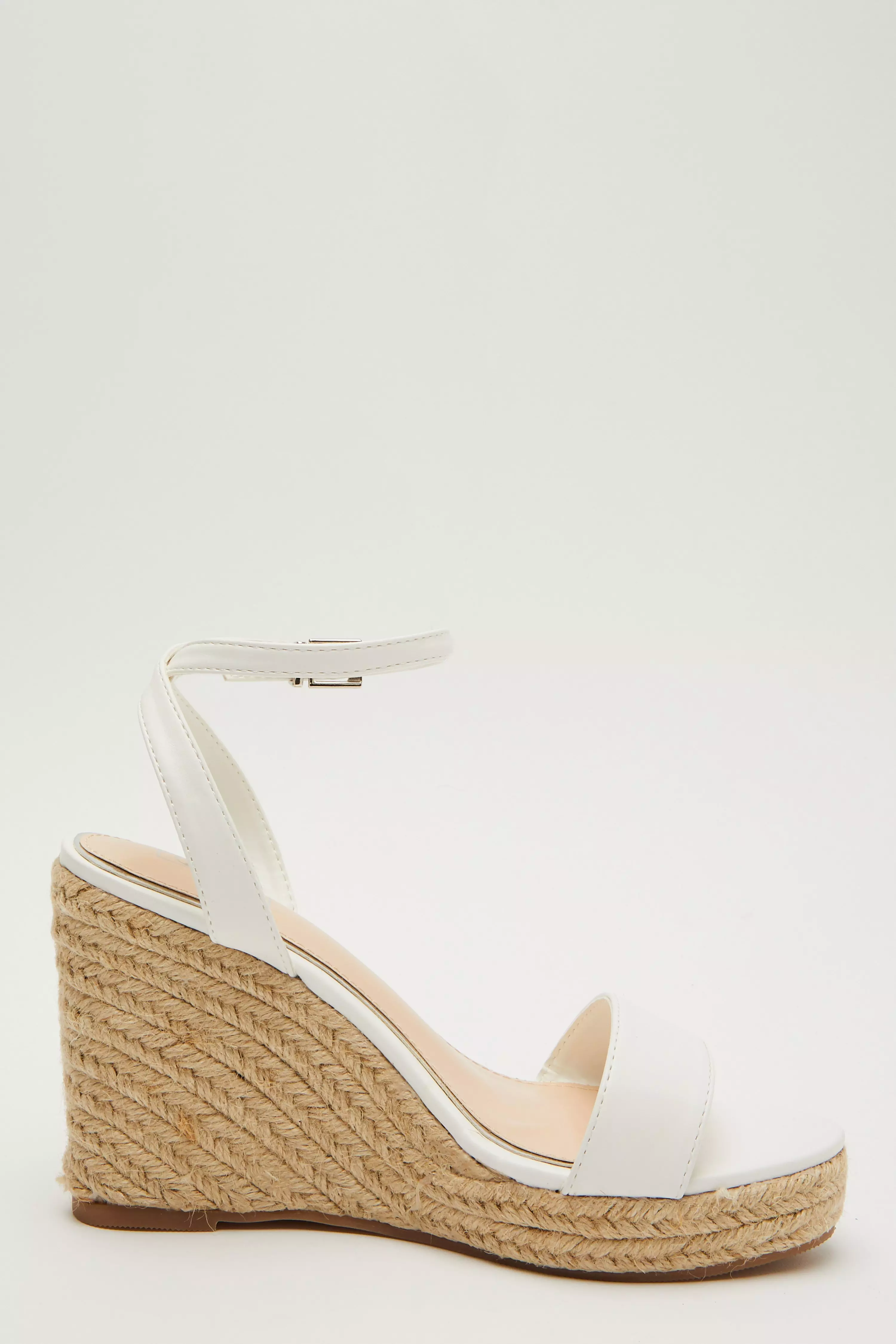 White Woven Wedges