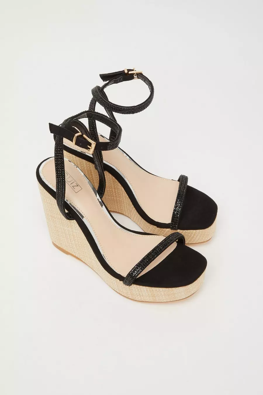 Black strappy wedges uk best sale