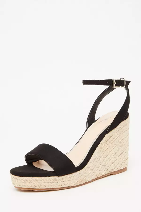 Black Woven Wedges