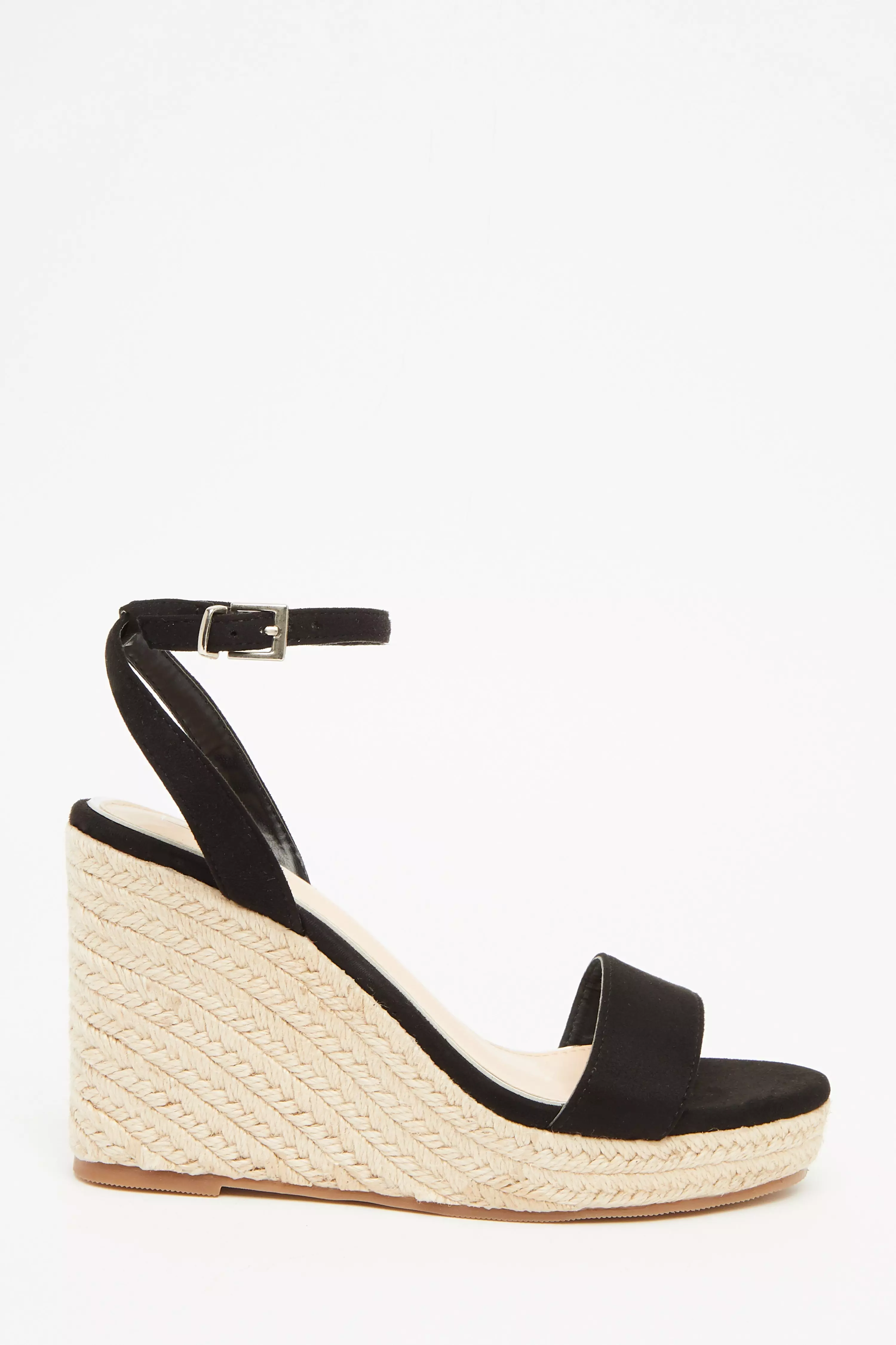 Black Woven Wedges