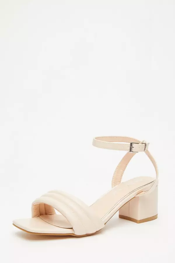 Wide Fit Nude Block Heeled Sandals
