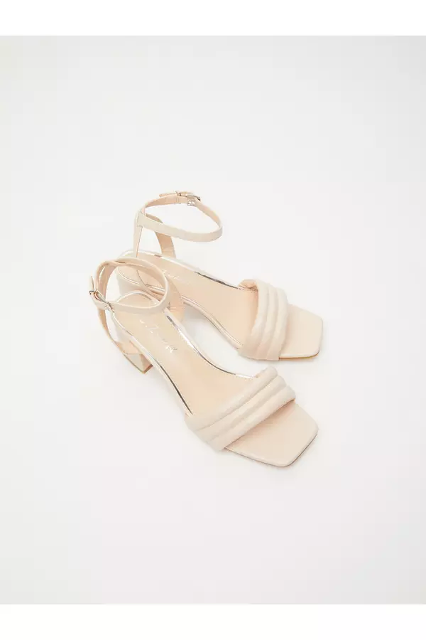 Wide Fit Nude Block Heeled Sandals