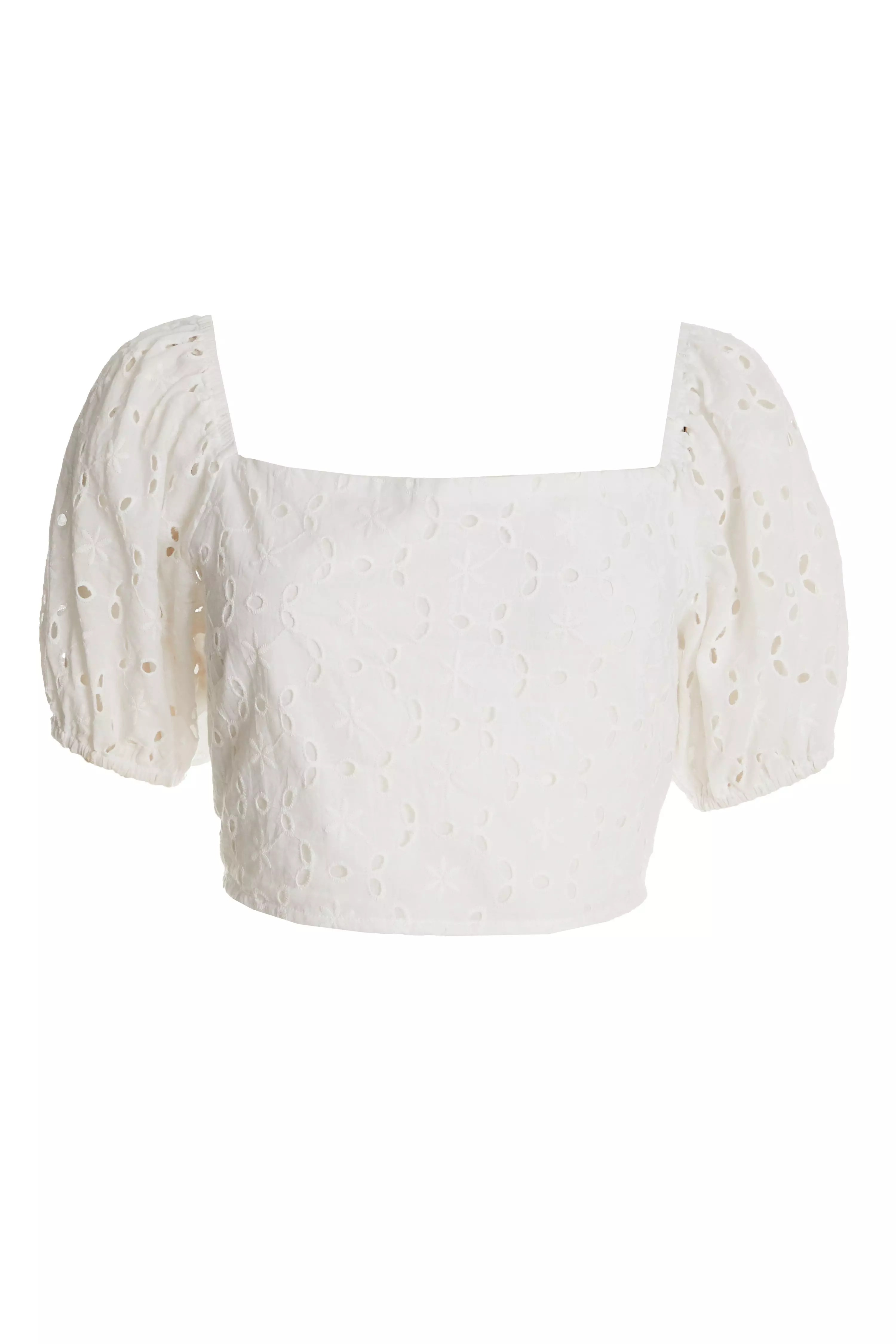 White Broderie Crop Top