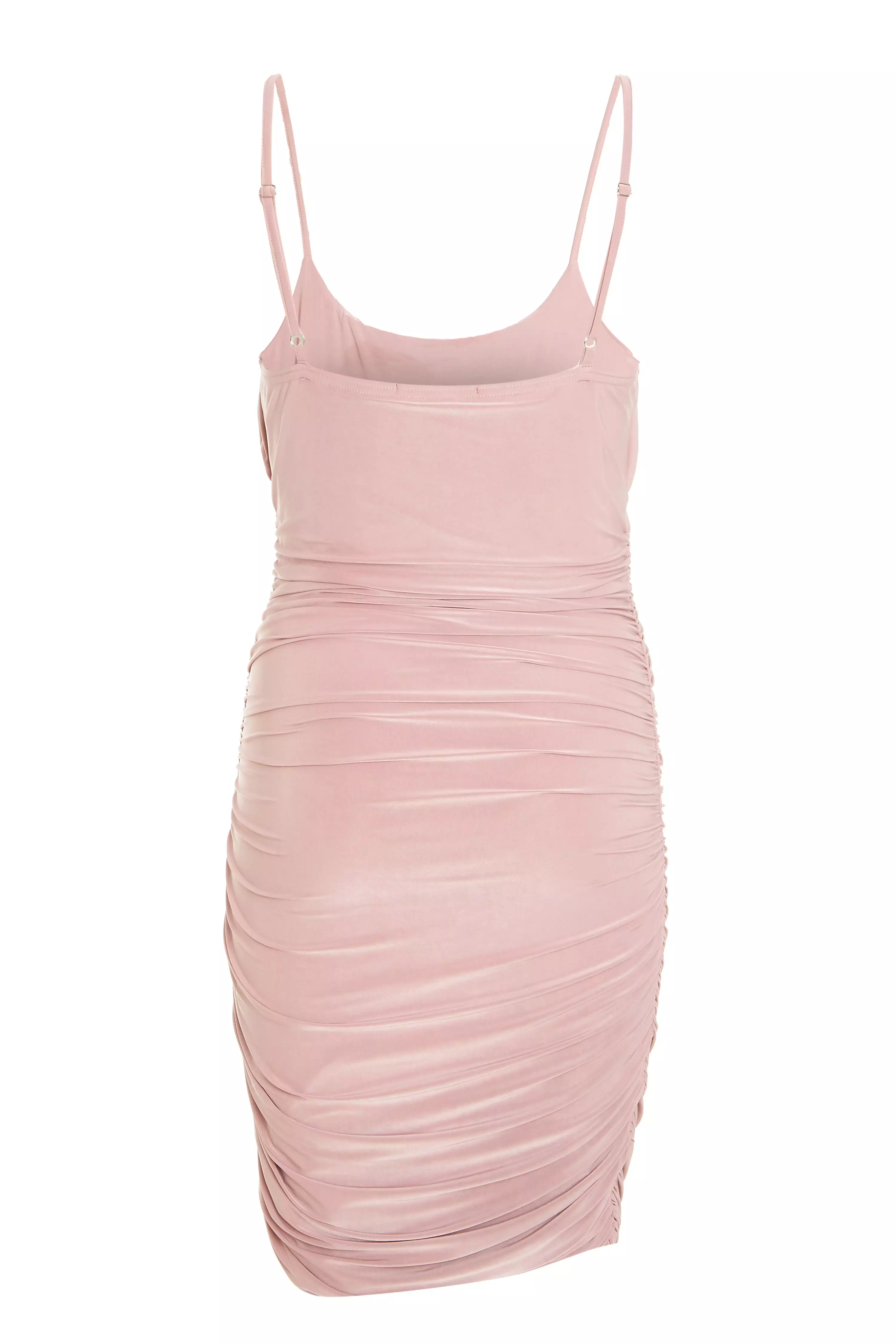 Pink Ruched Bodycon Dress