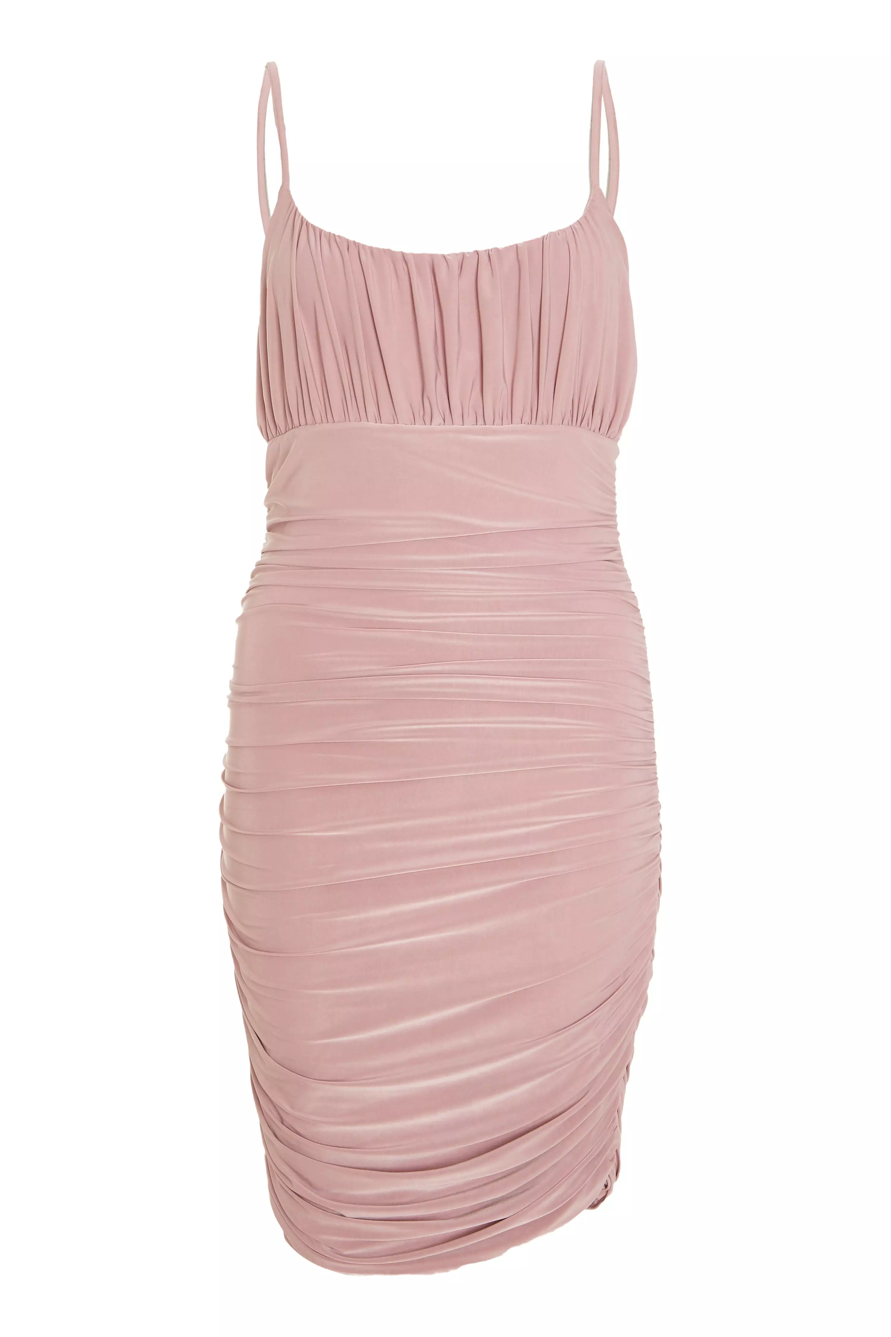 Pink Ruched Bodycon Dress