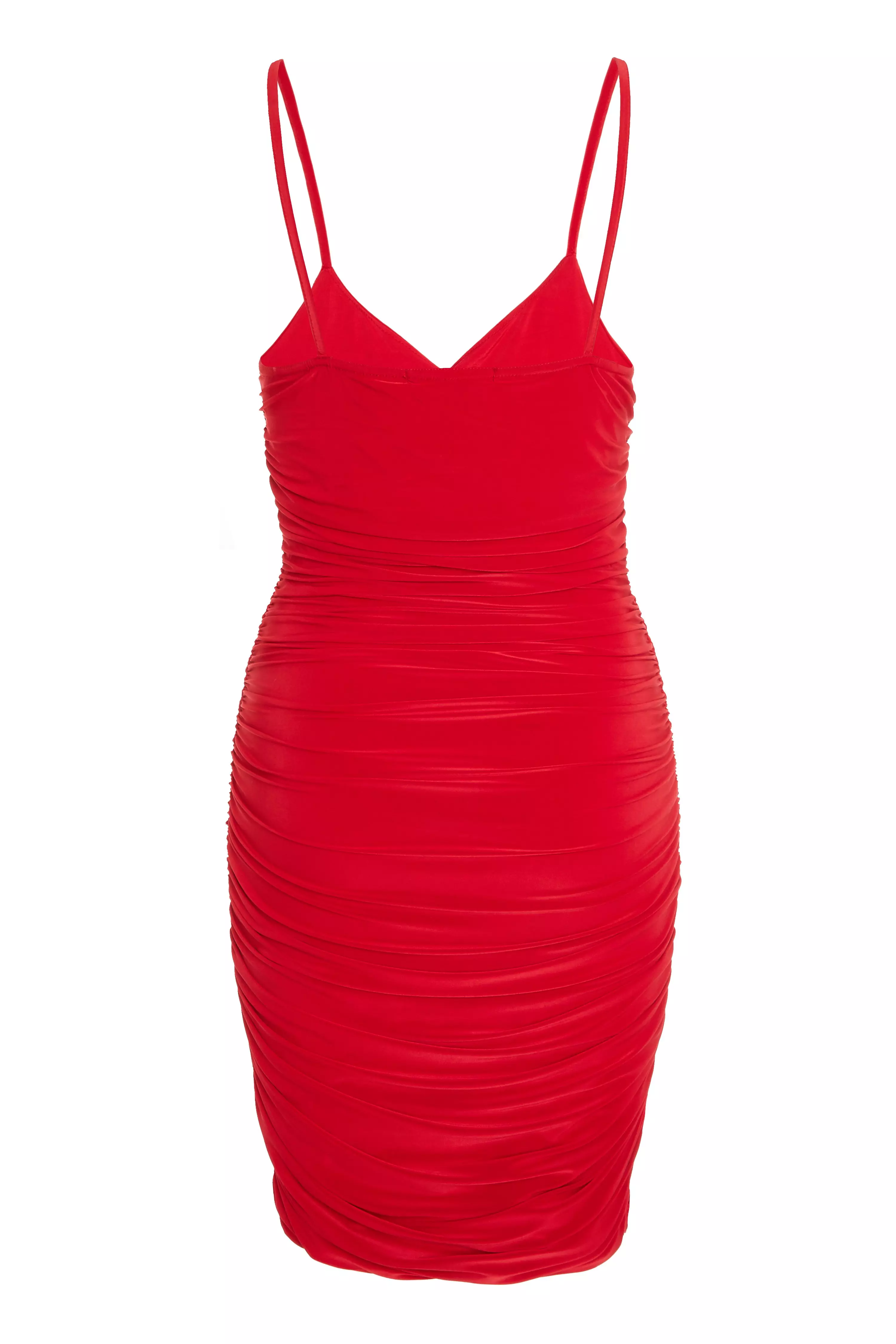 Red Ruched Bodycon Mini Dress