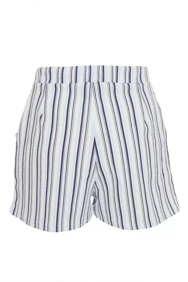 White Striped High Waist Shorts
