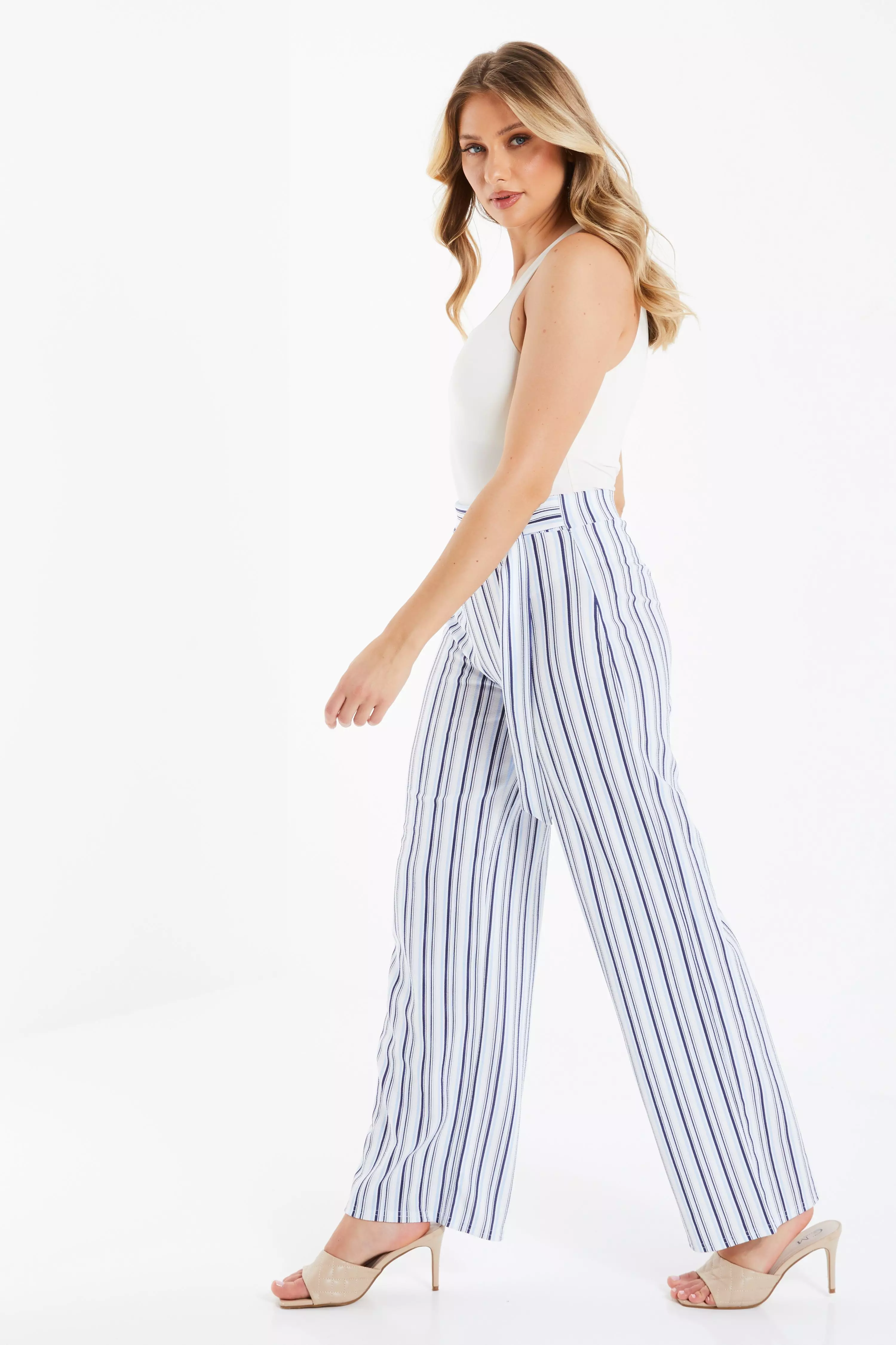 White Striped Palazzo Trousers