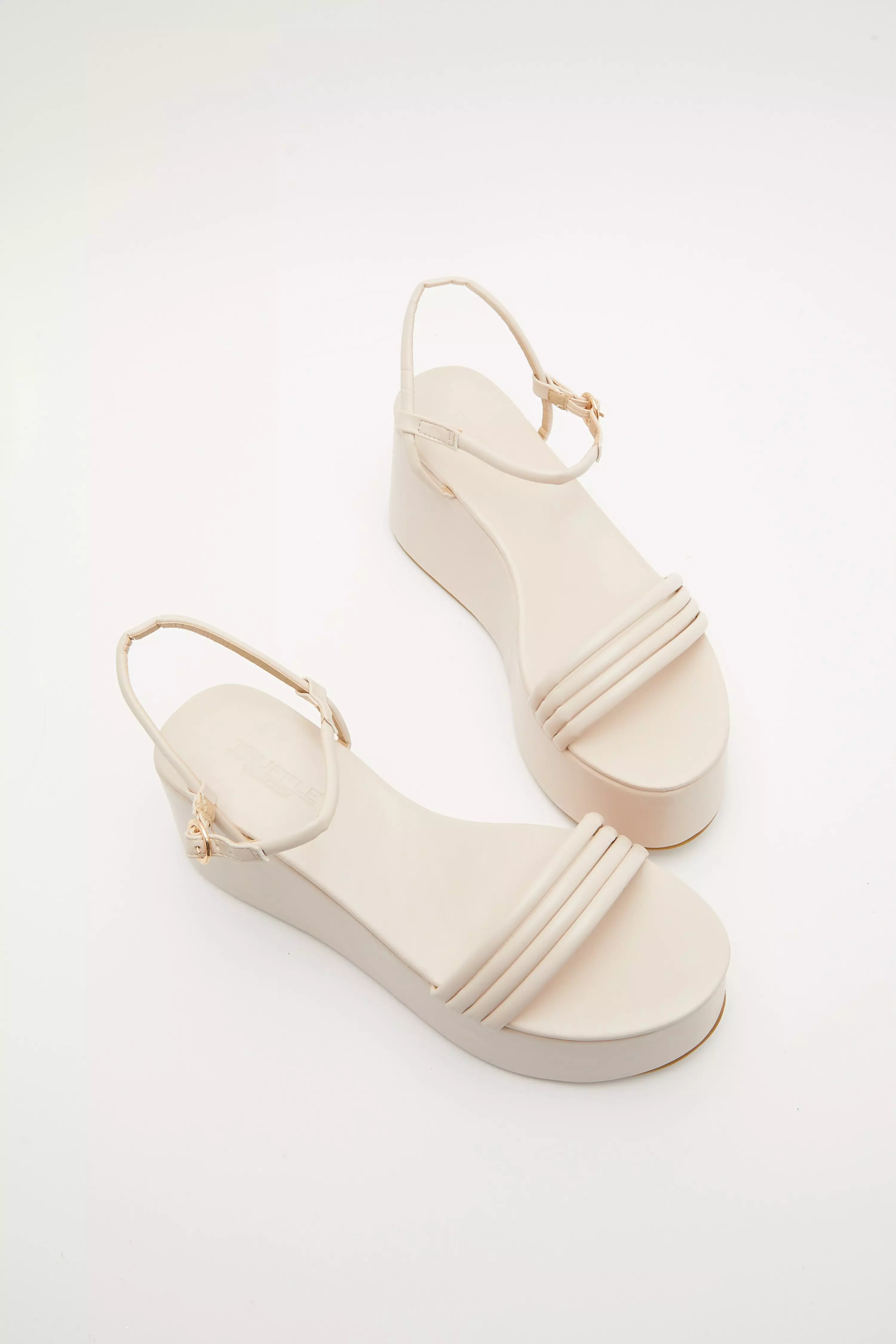 Nude Faux Leather Flatform Wedge