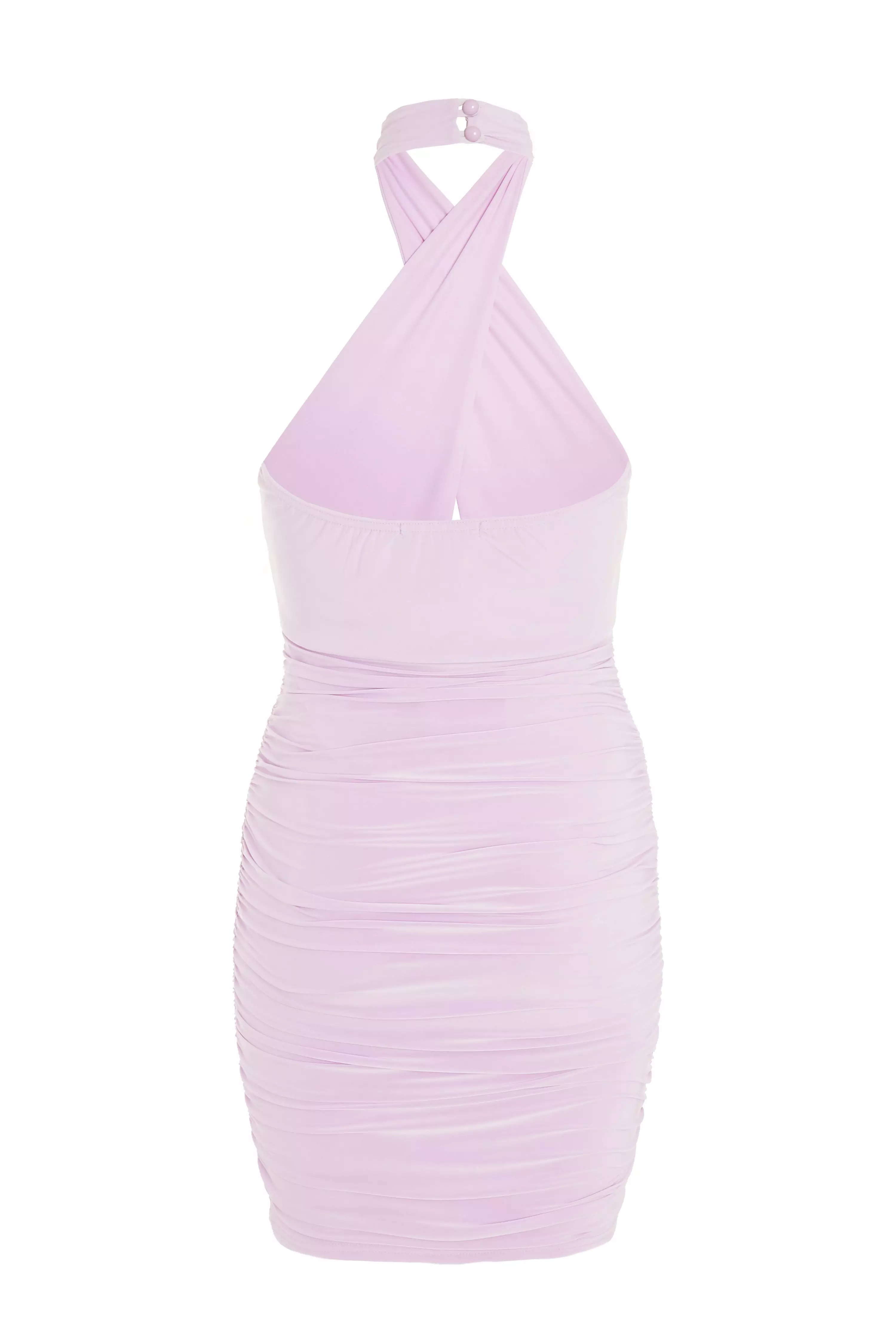 Lilac Halter Neck Bodycon Dress