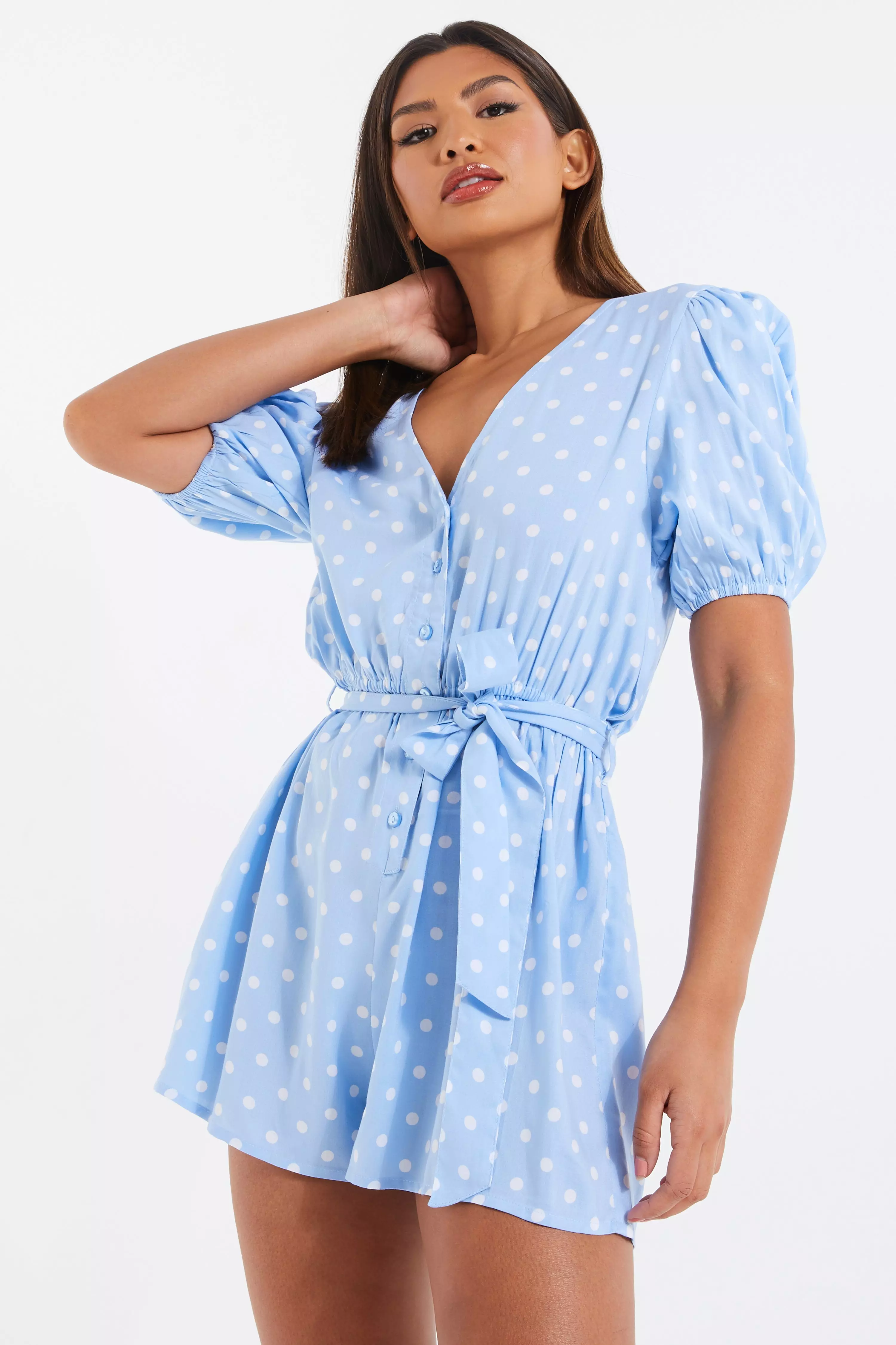 Blue Polka Dot Playsuit