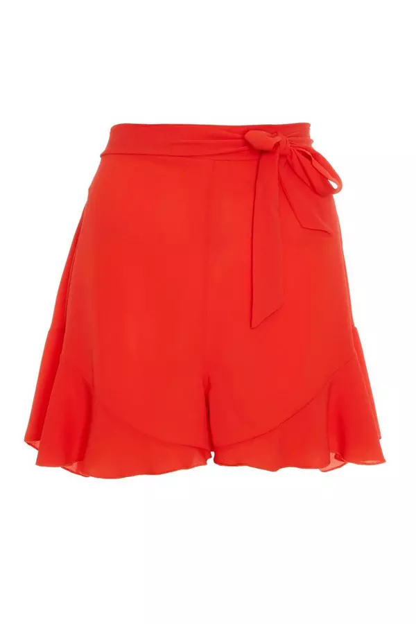 Orange Frill Hem Shorts