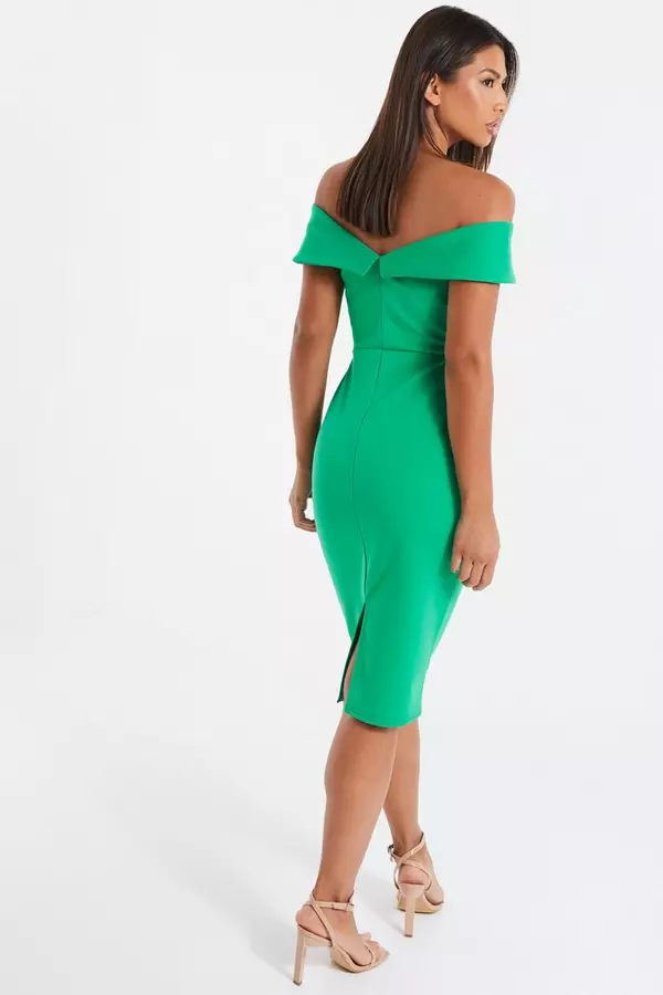 Green Frill Midi Dress