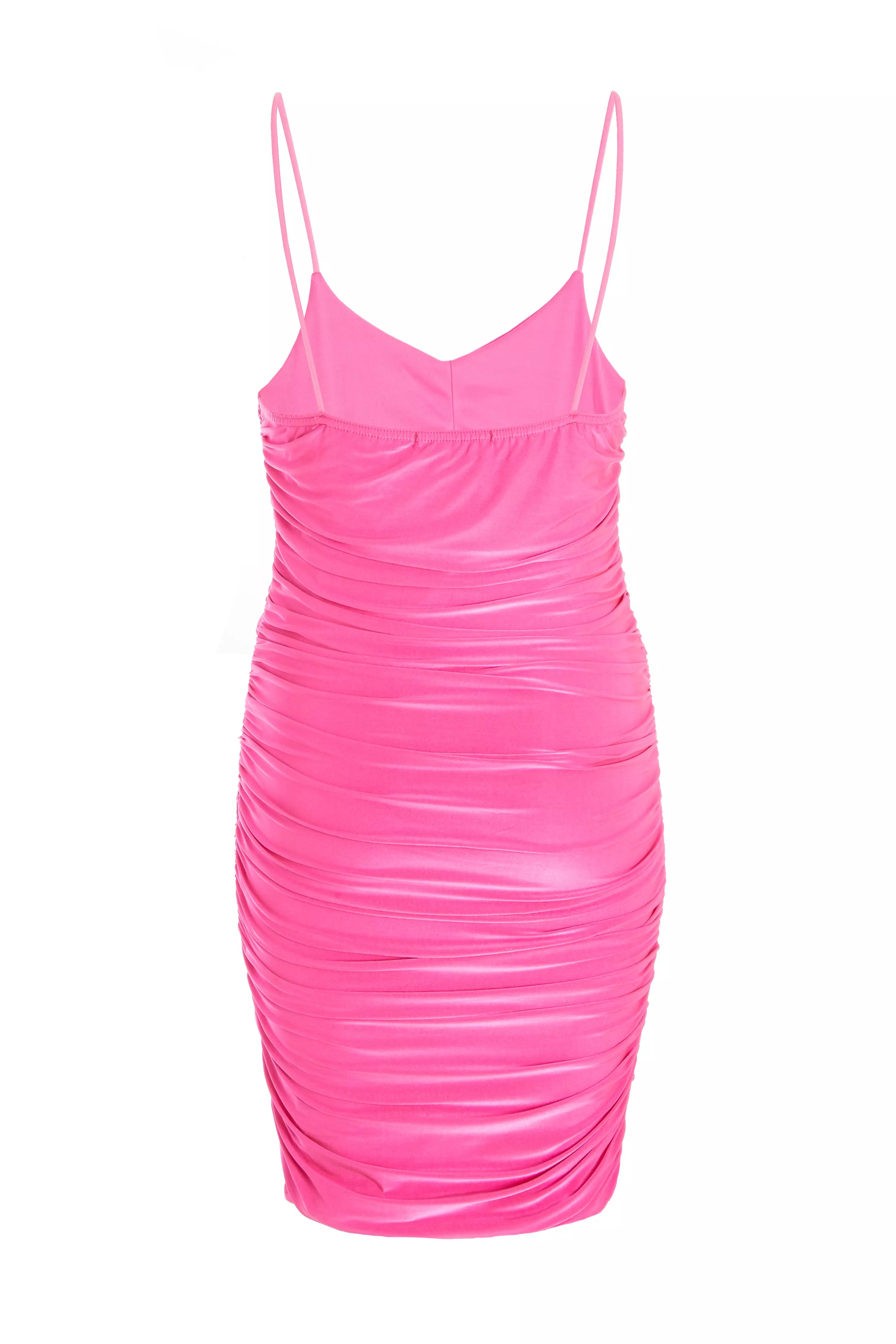 Pink Cut Out Ruched Mini Dress