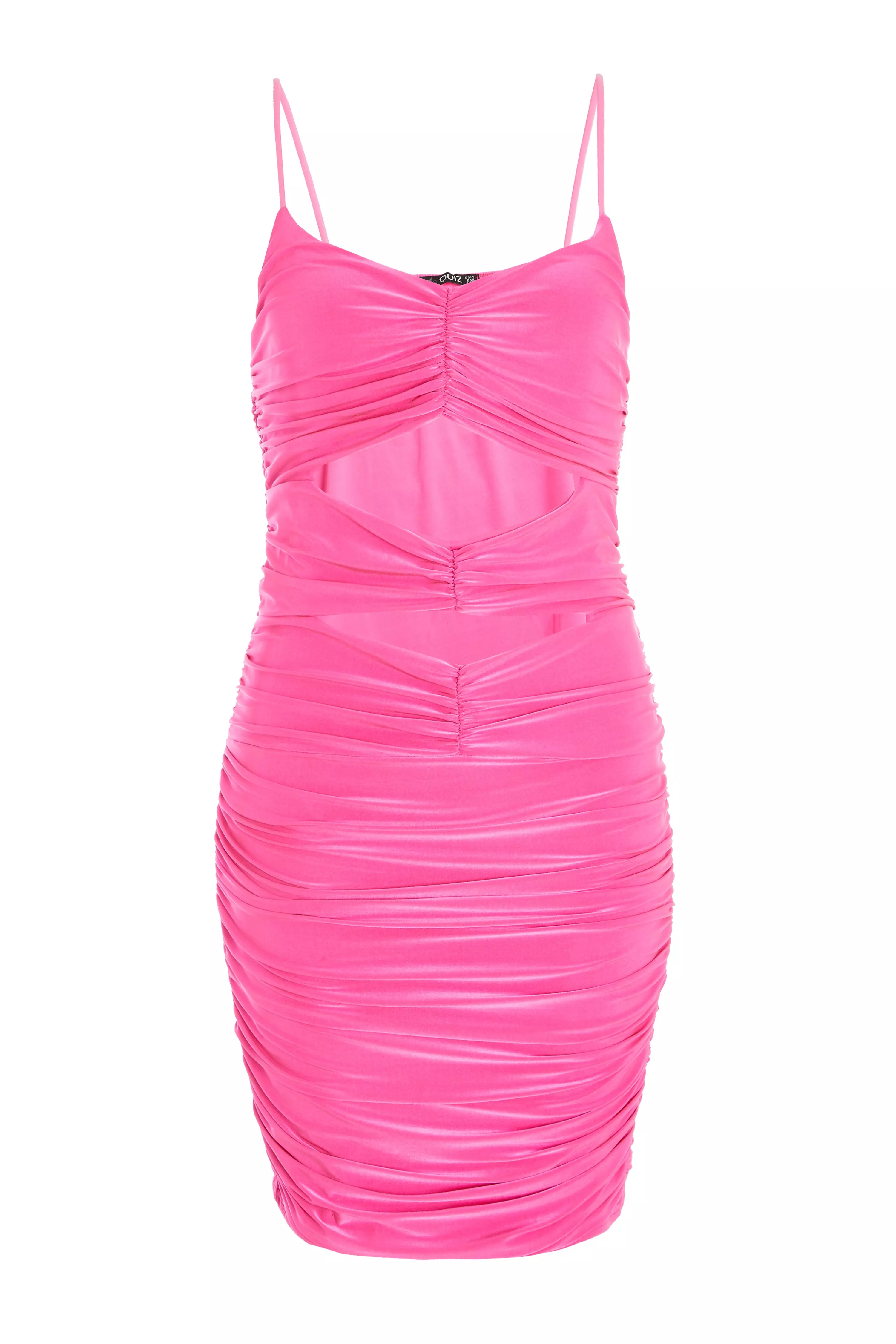 Pink Cut Out Ruched Mini Dress