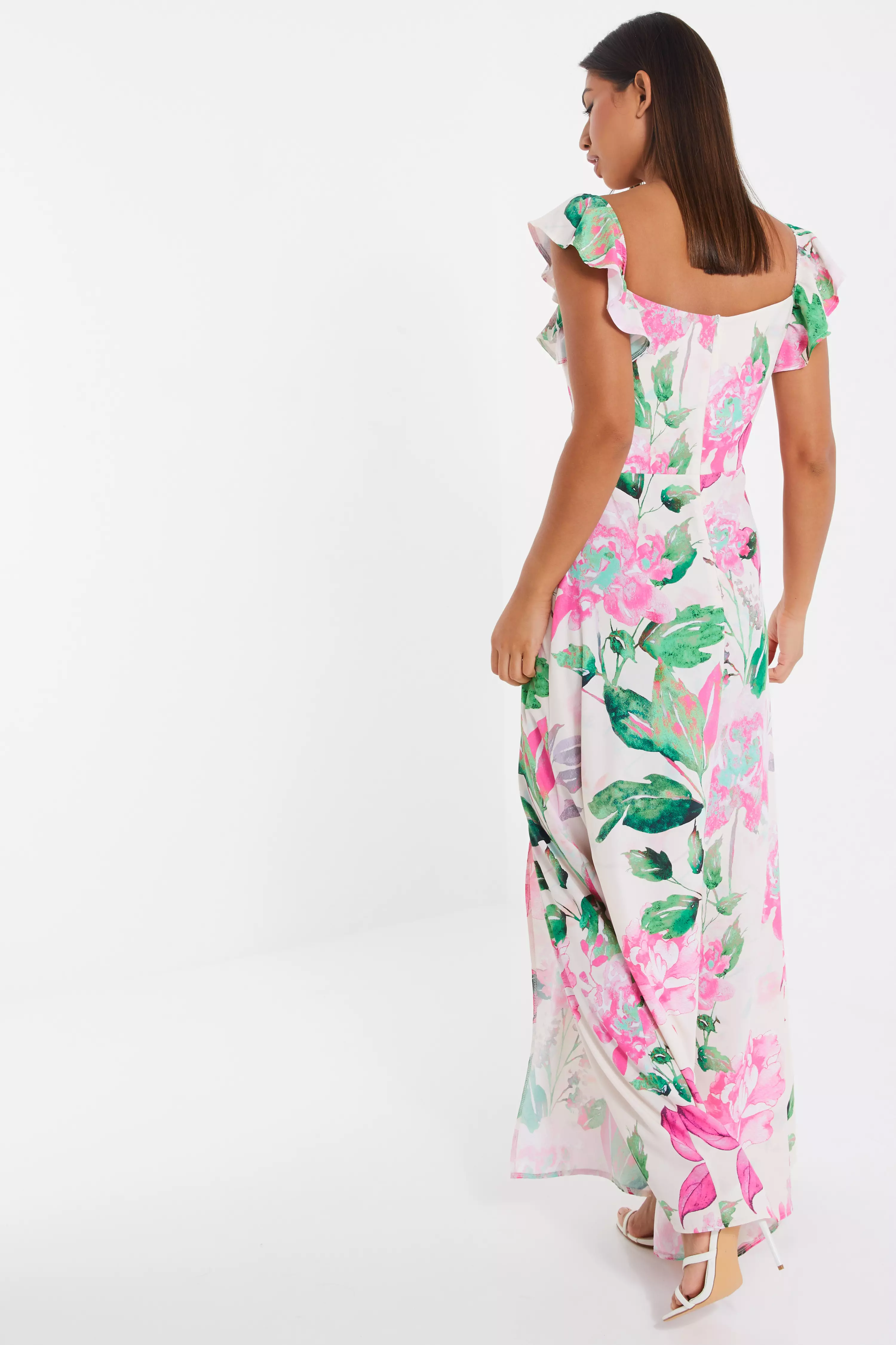 Pink Floral Print Maxi Dress