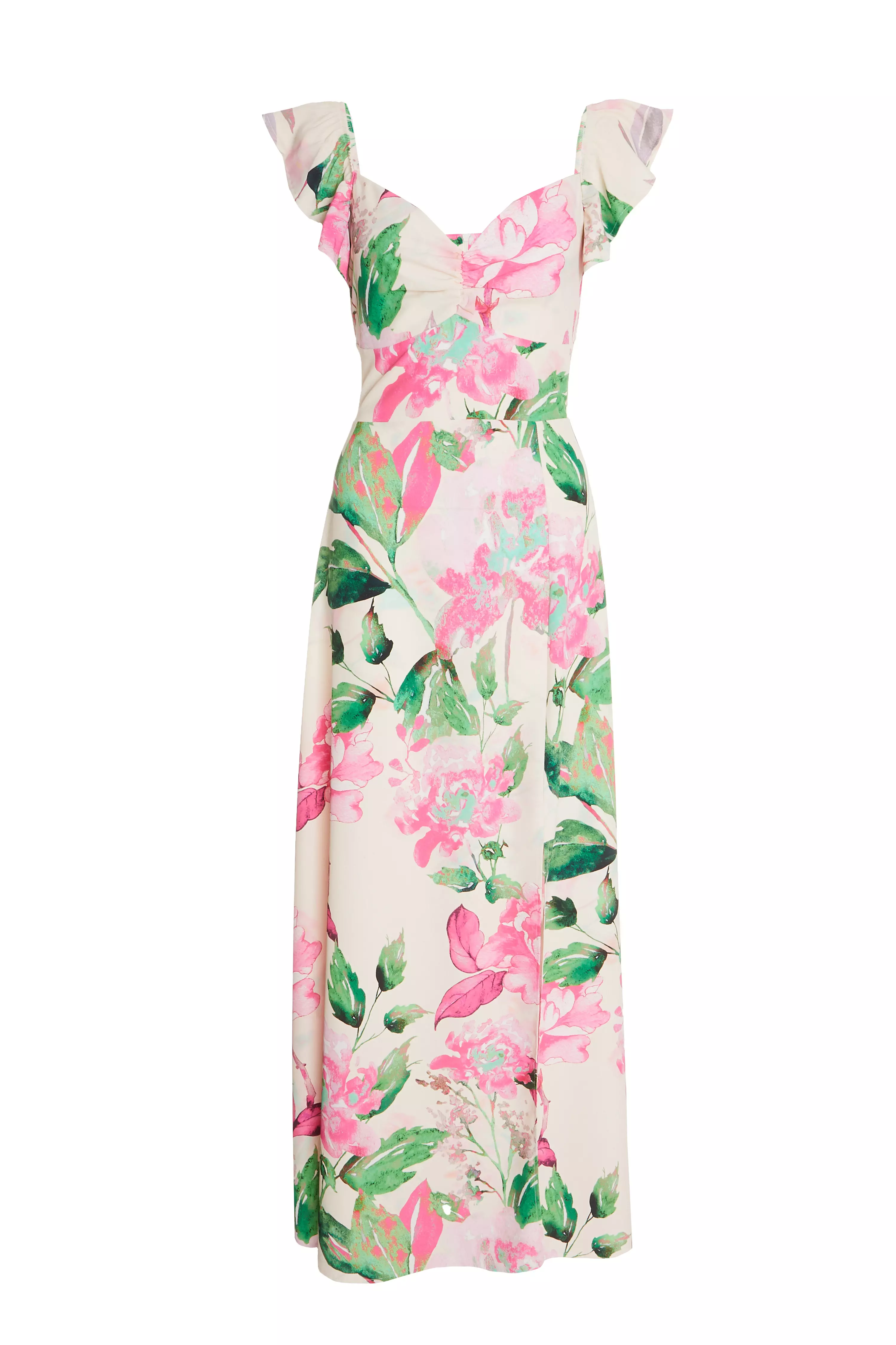 Pink Floral Print Maxi Dress