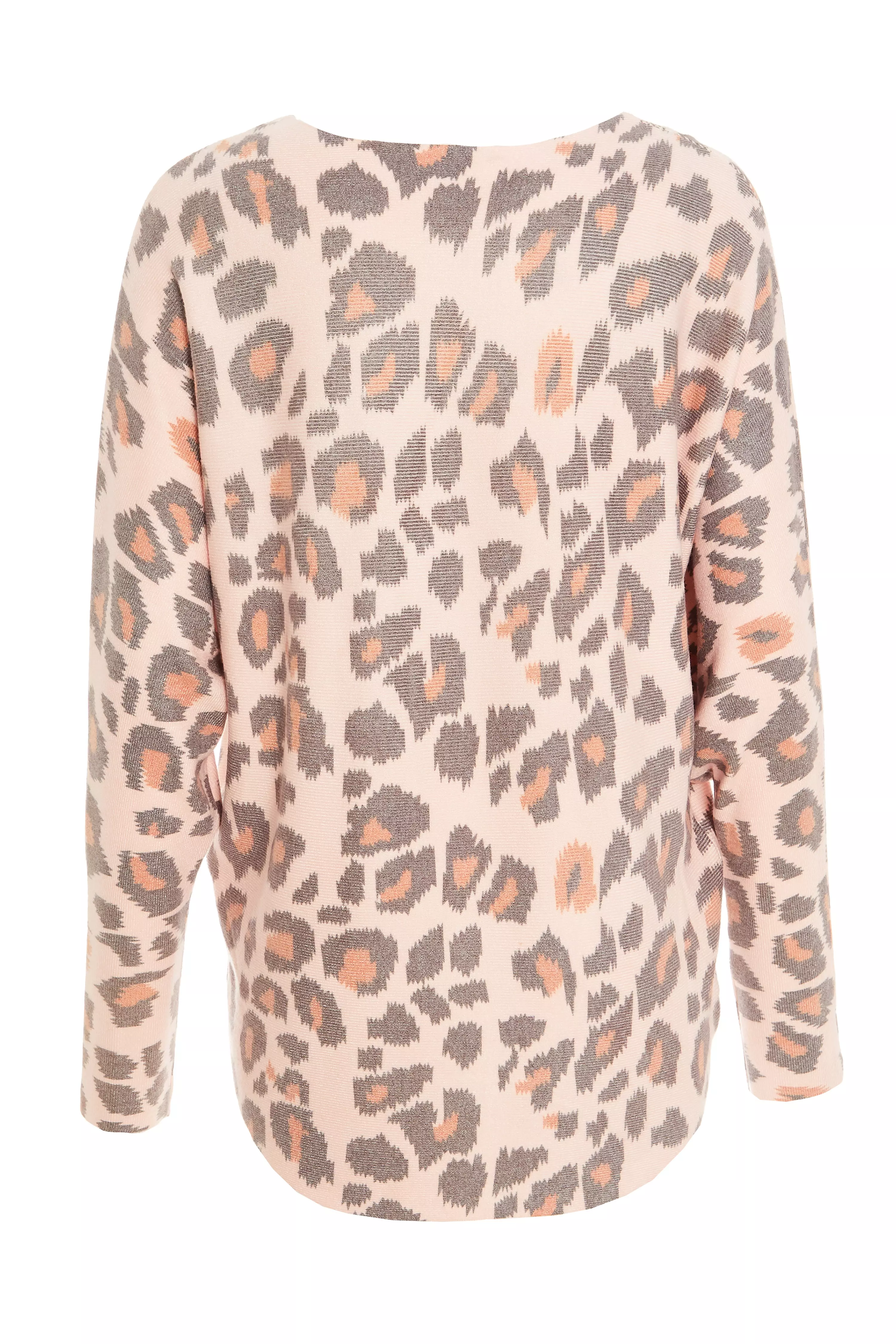 Pink Animal Print Light Knit Jumper