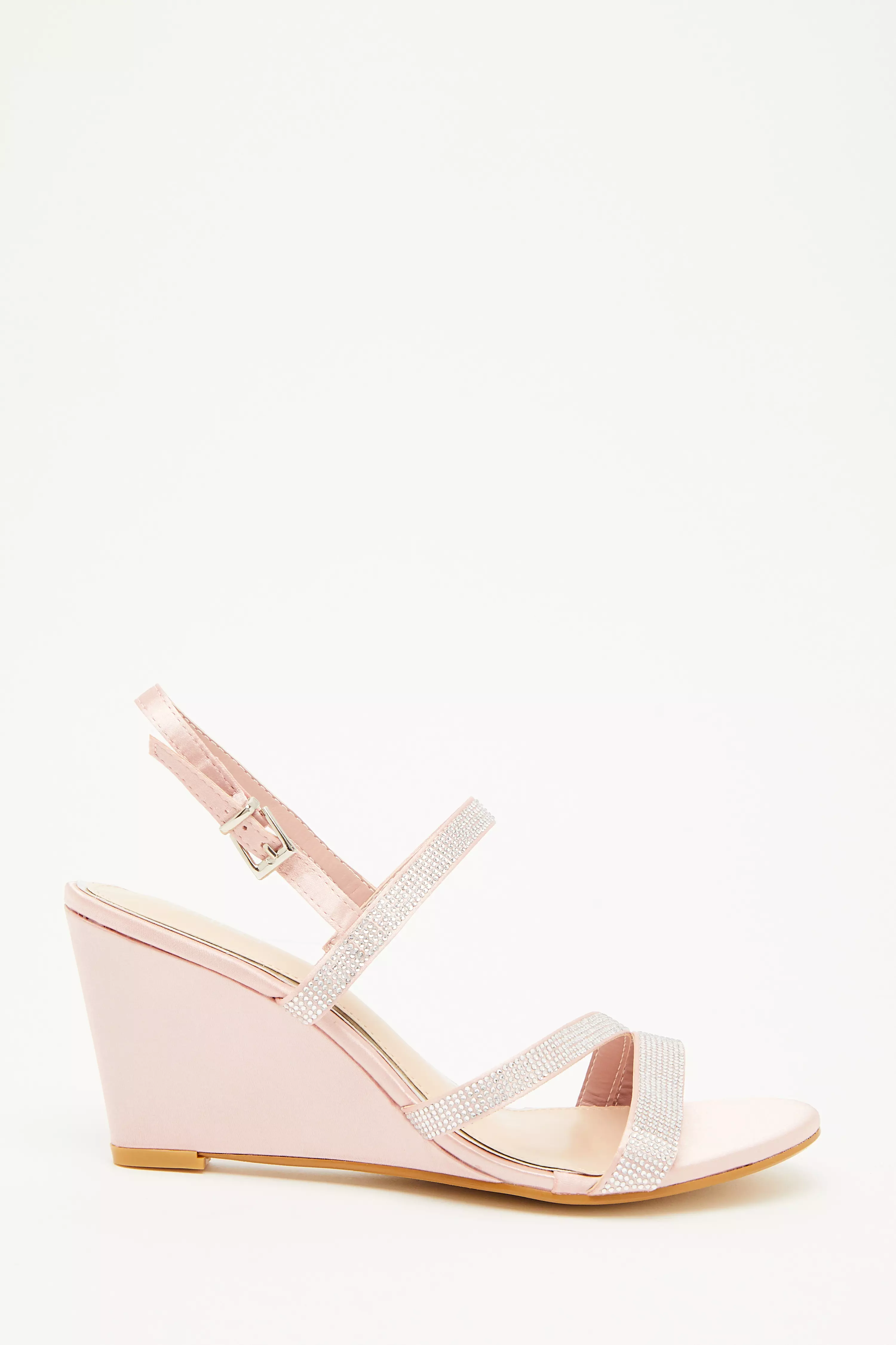 Pink Diamante Strappy Wedges