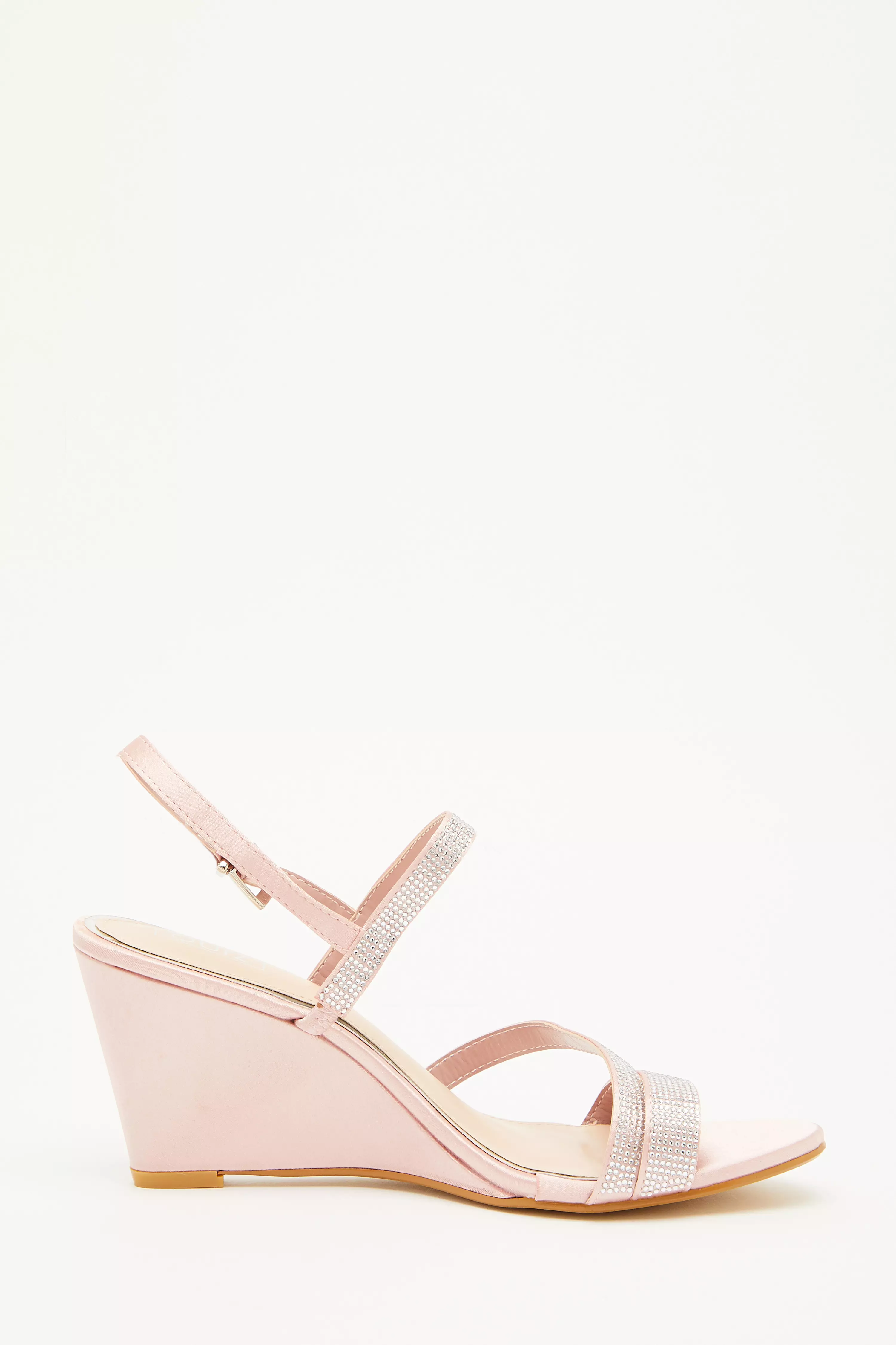 Pink Diamante Strappy Wedges