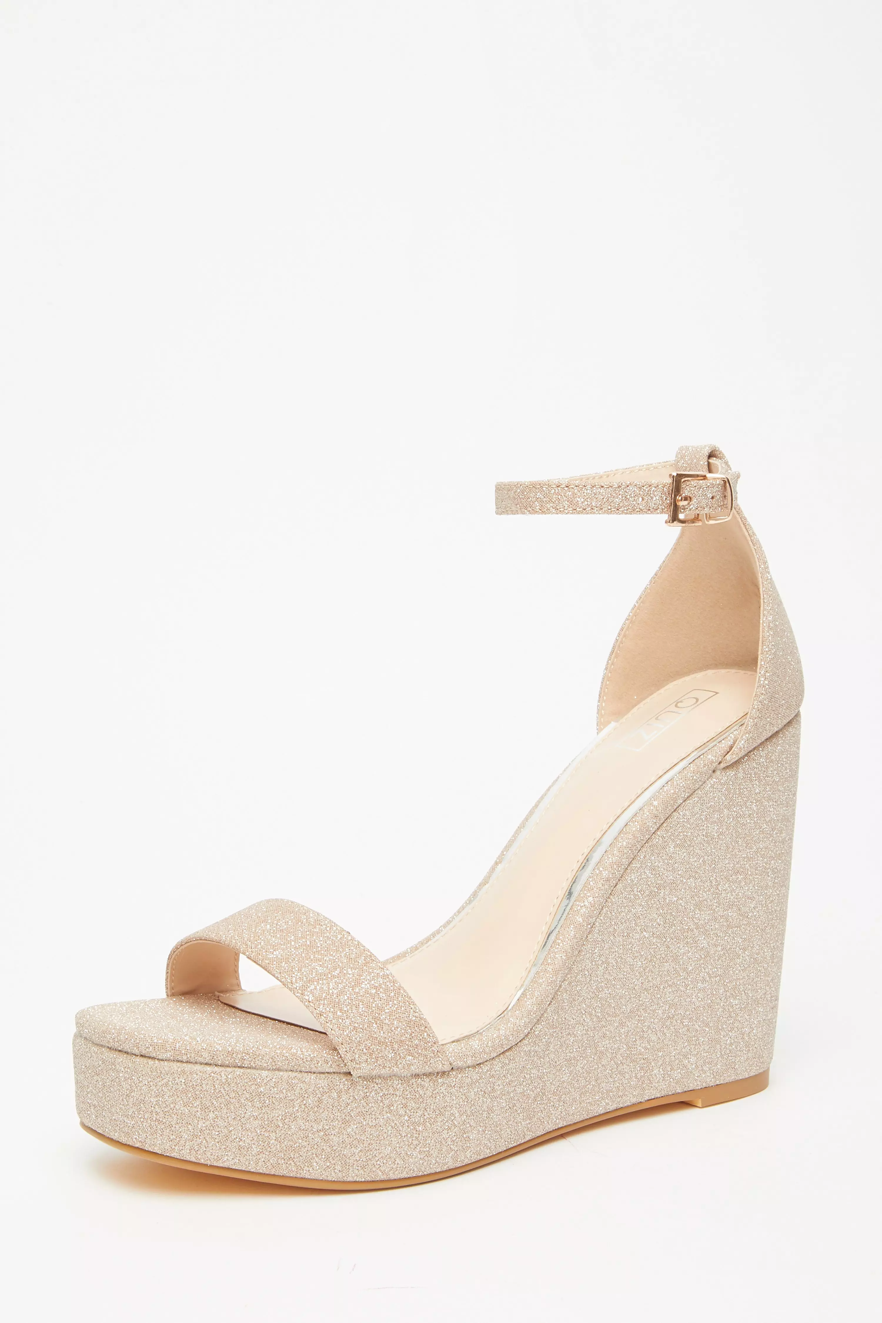 Rose Gold Shimmer Platform Wedges