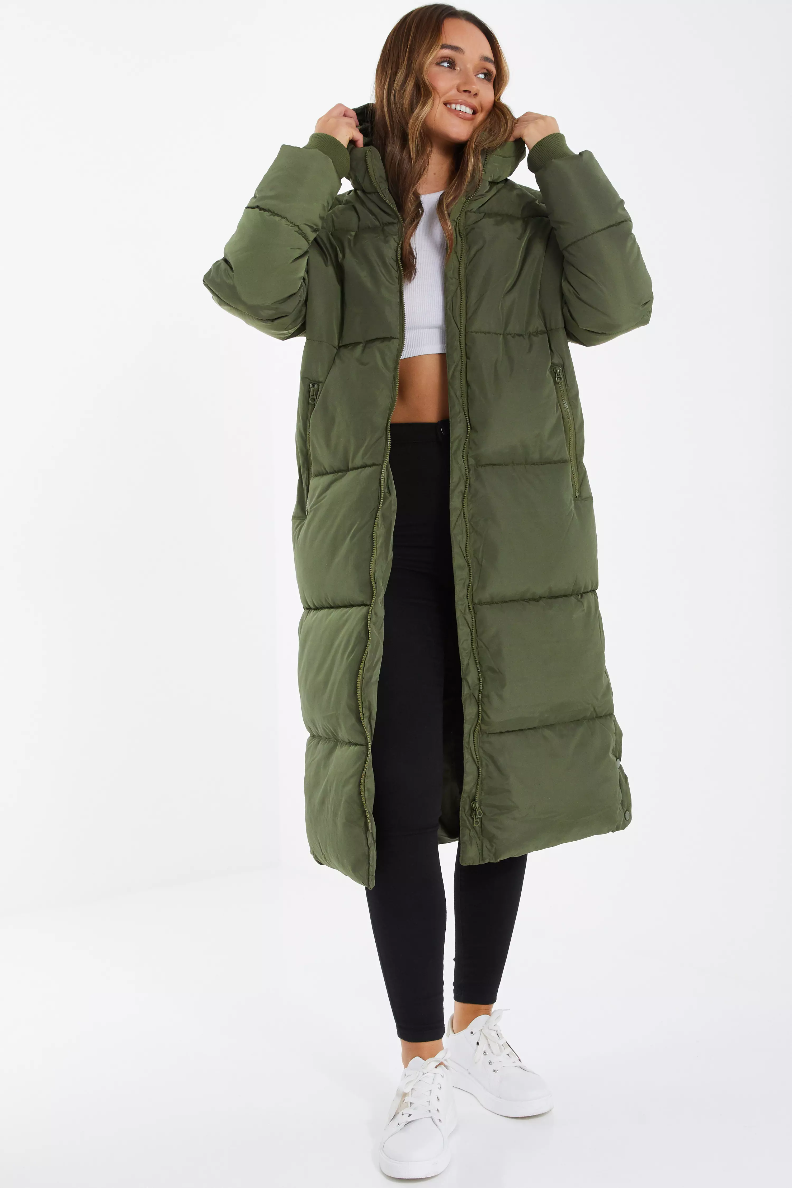 Khaki Padded Longline Coat<!-- --> - <!-- -->QUIZ Clothing