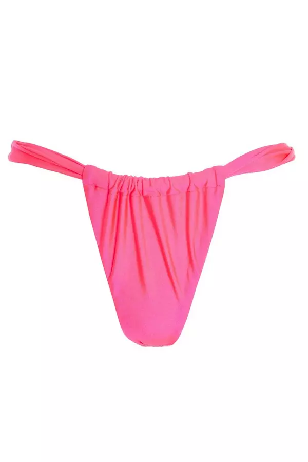 Pink Ruched Bikini Bottoms