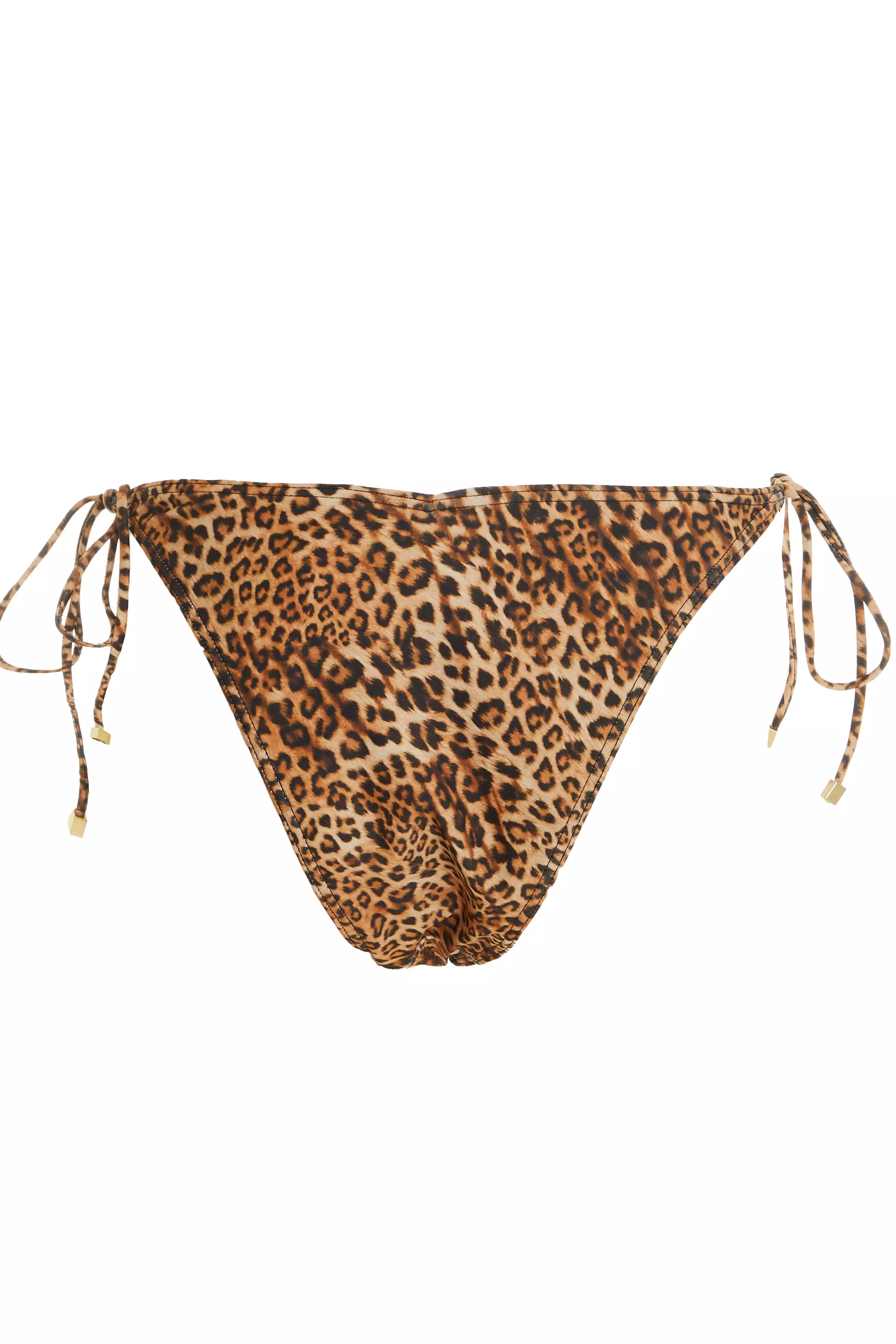 Brown Leopard Print Bikini Bottoms