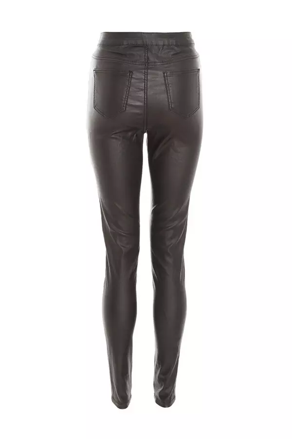 Black Faux Leather Zip Skinny Trousers
