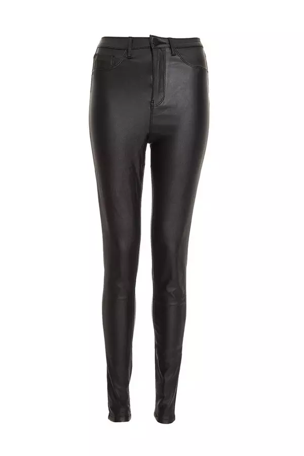 Black Faux Leather Skinny Jeans