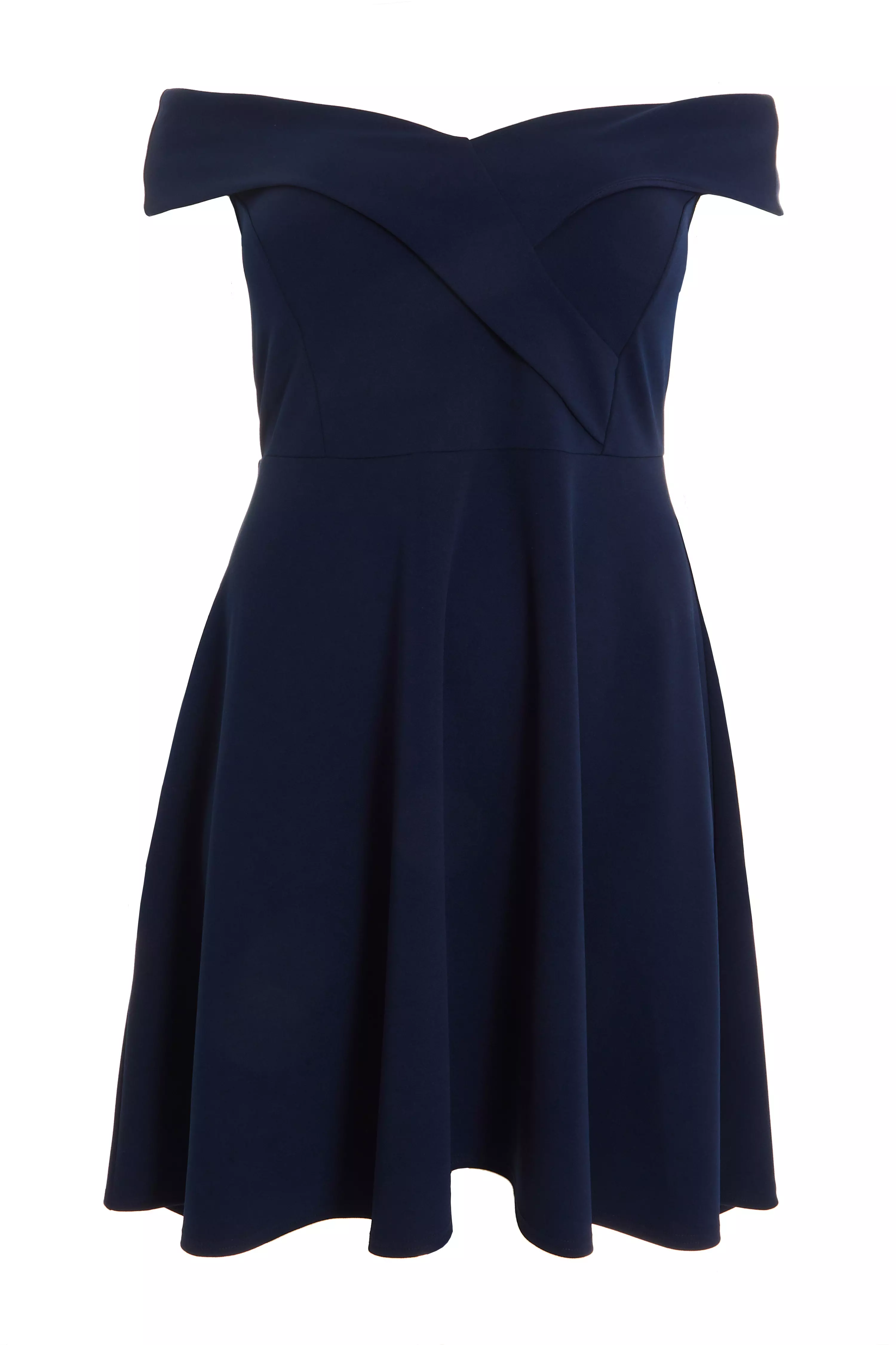 Curve Navy Bardot Skater Dress