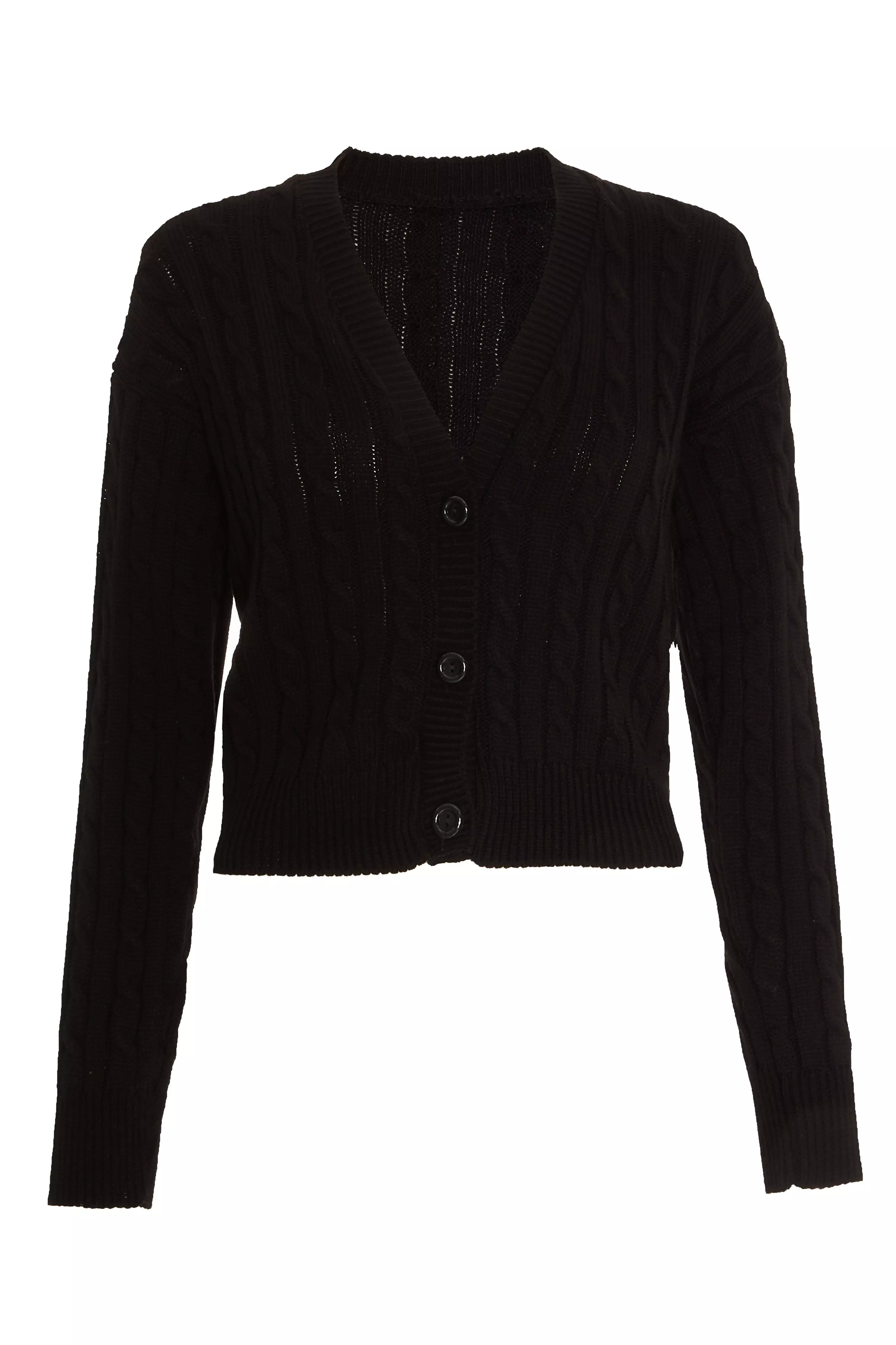 Black Cable Knit Cardigan