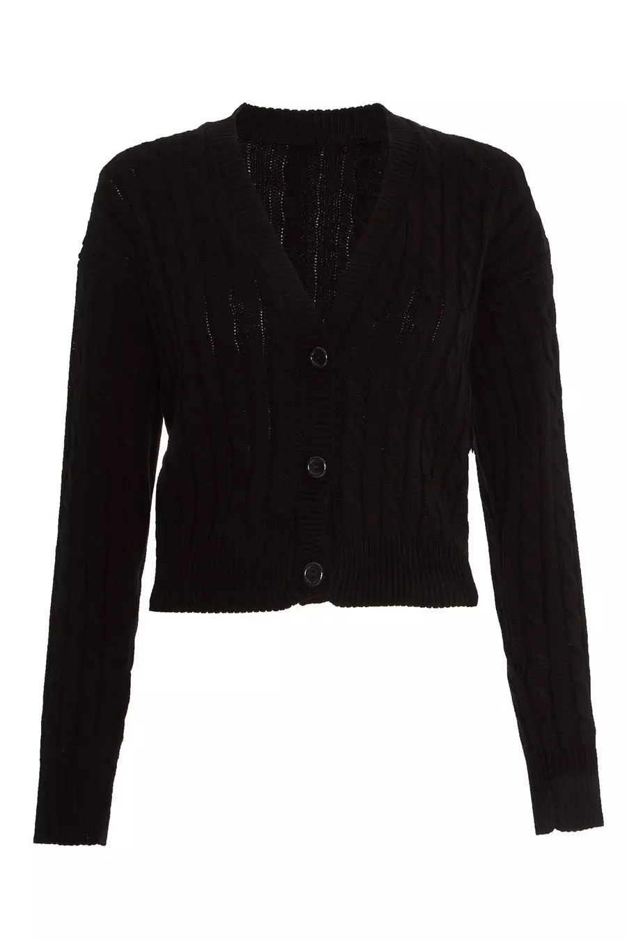 Black cable knit cardigan hotsell