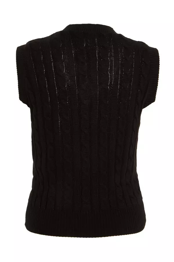 Black Cable Knit Tank Top