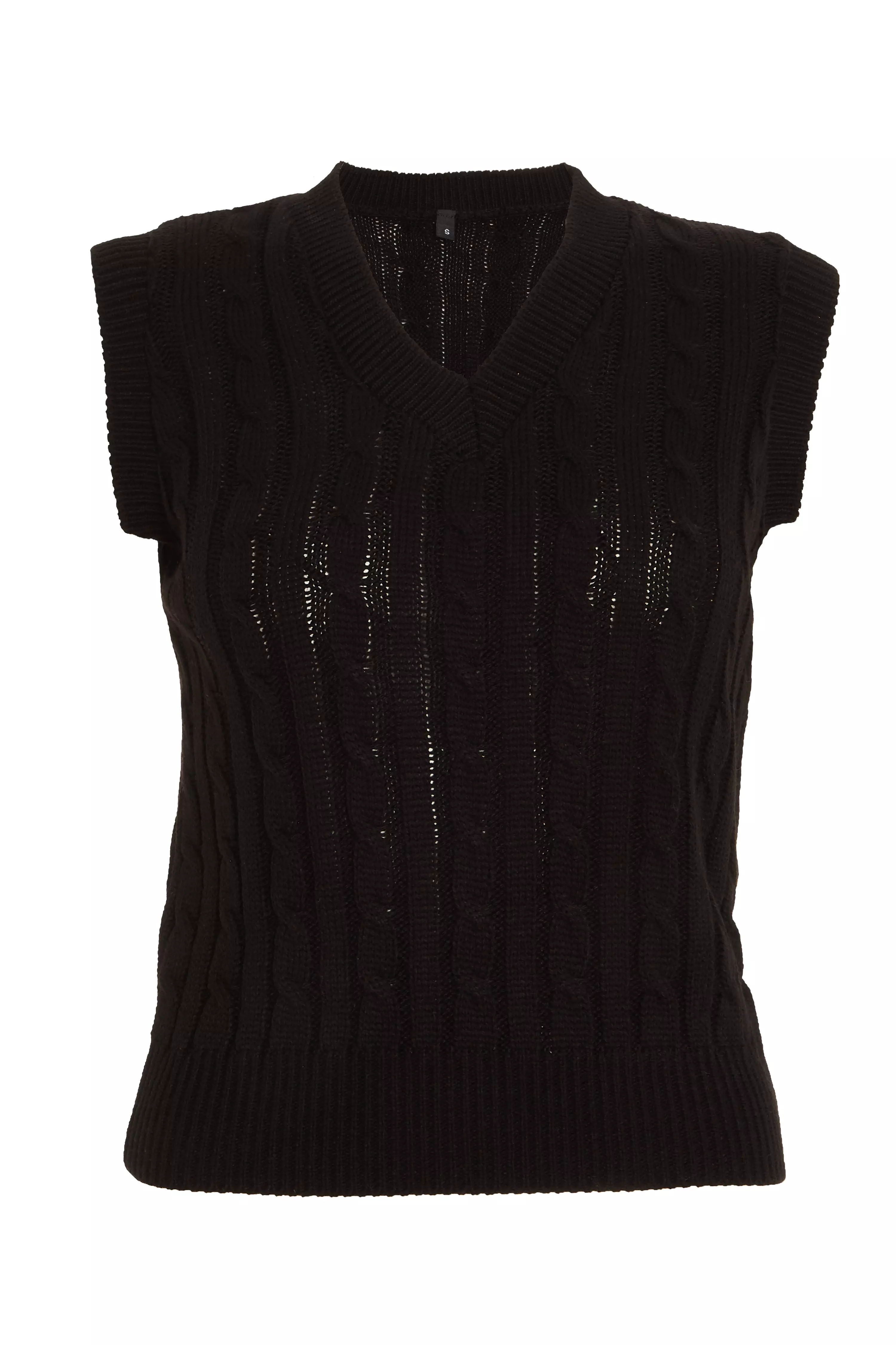 Black Cable Knit Tank Top