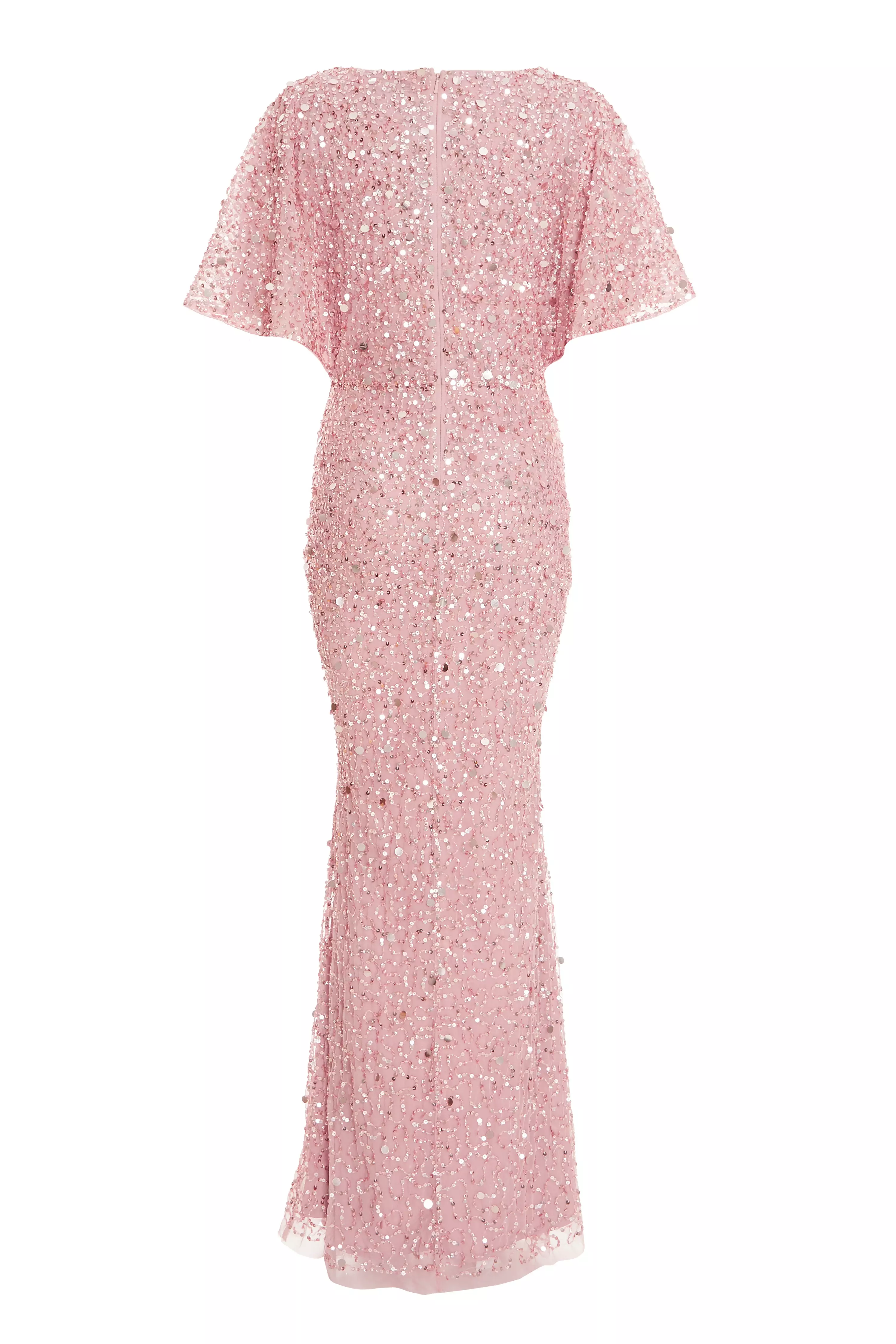 Pink Sequin Batwing Maxi Dress QUIZ Clothing