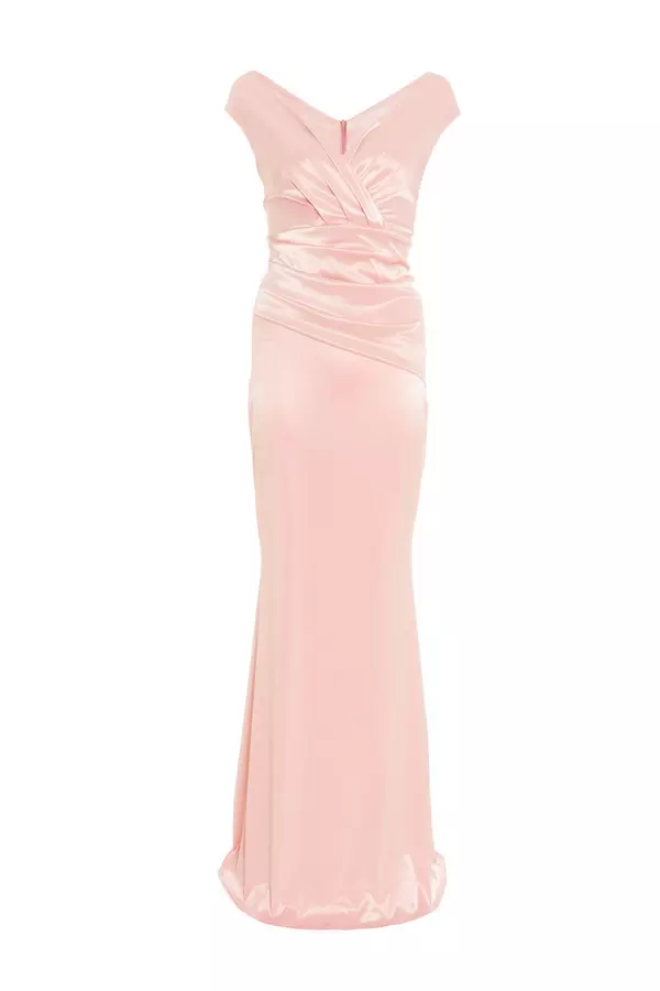 Pink Ruched Maxi Dress