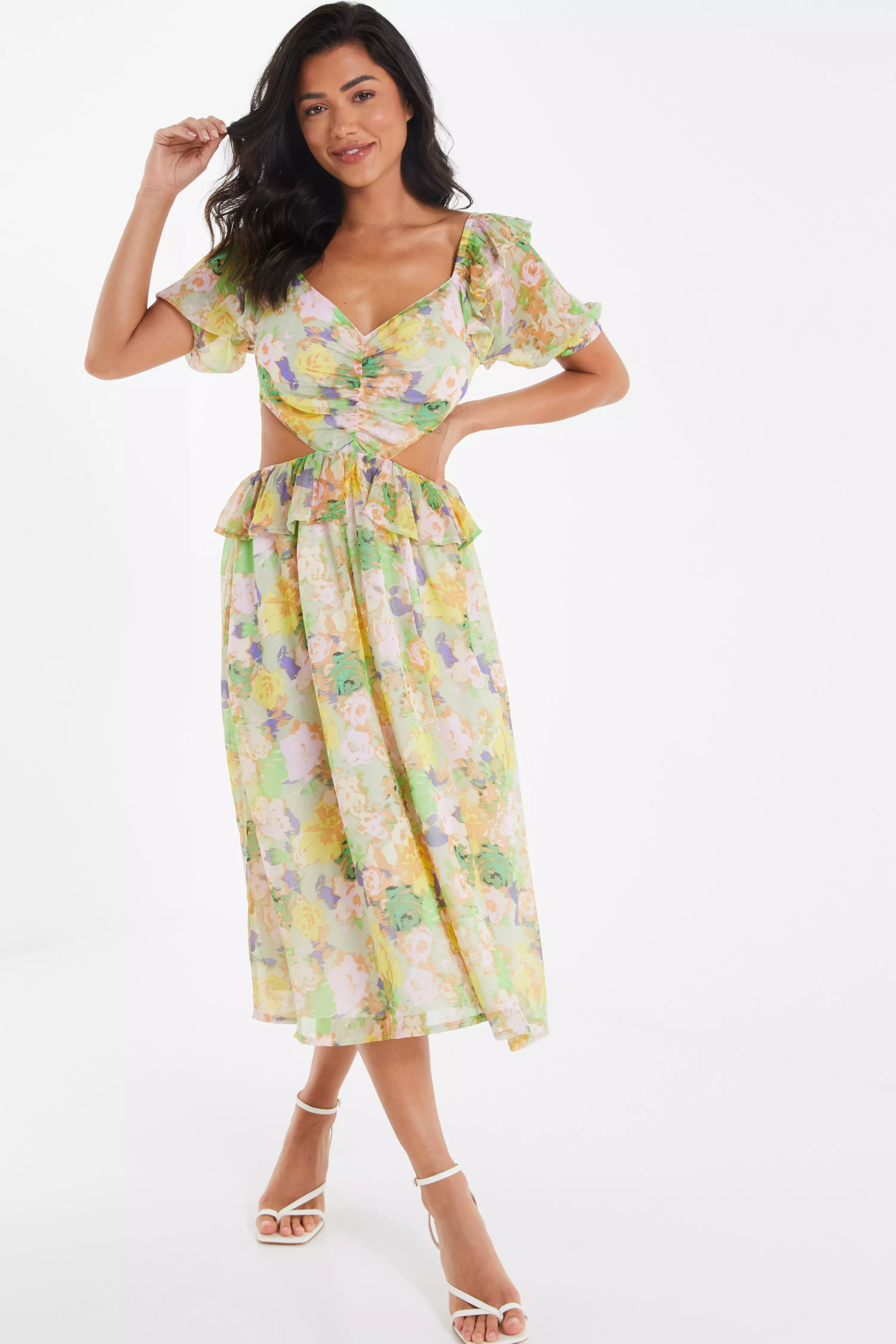 Quiz yellow best sale floral dress