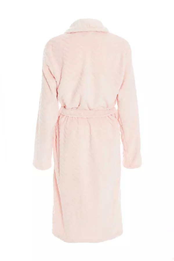 Pink Zig Zag Long Fleece Robe