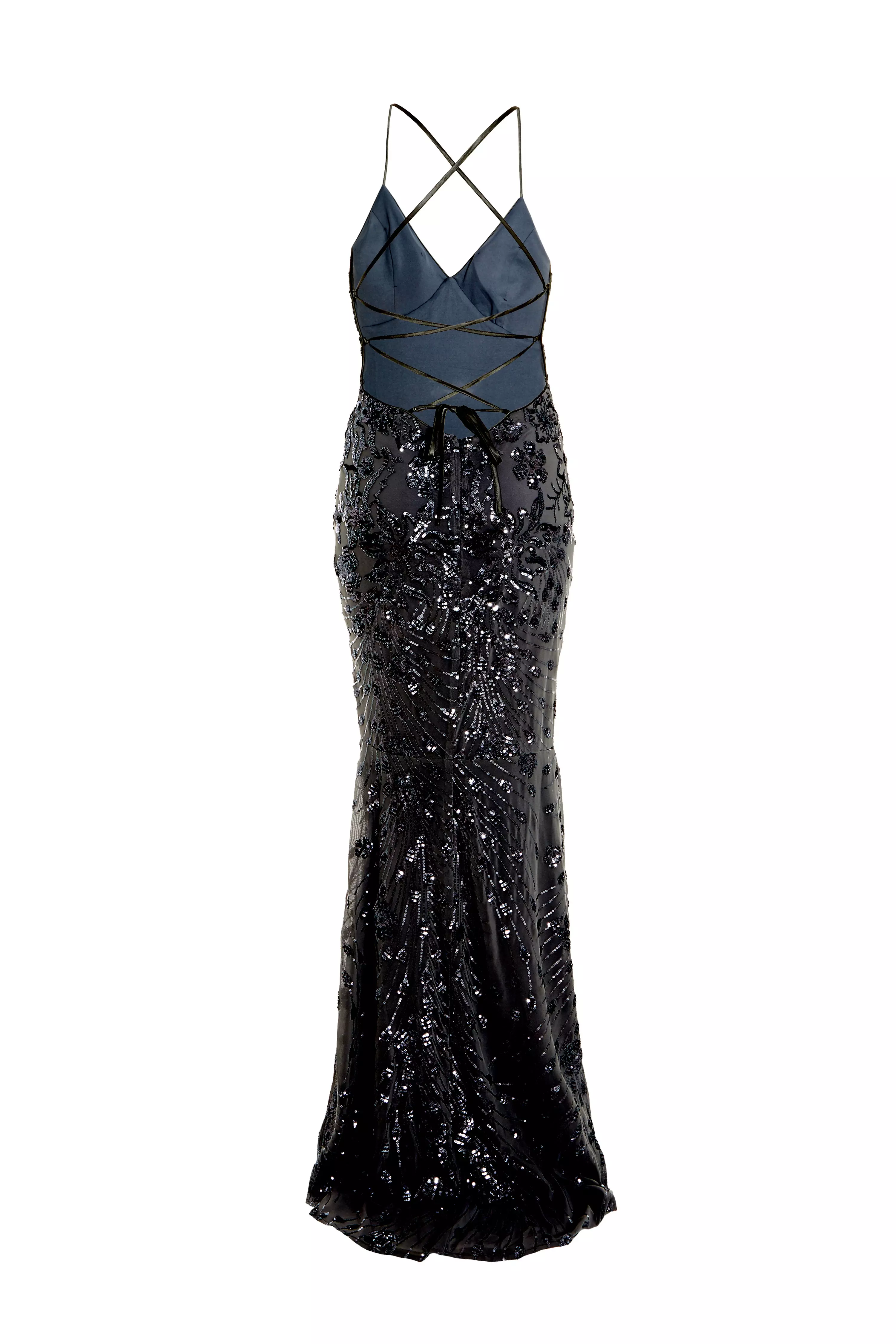 Quiz black lace hot sale fishtail maxi dress