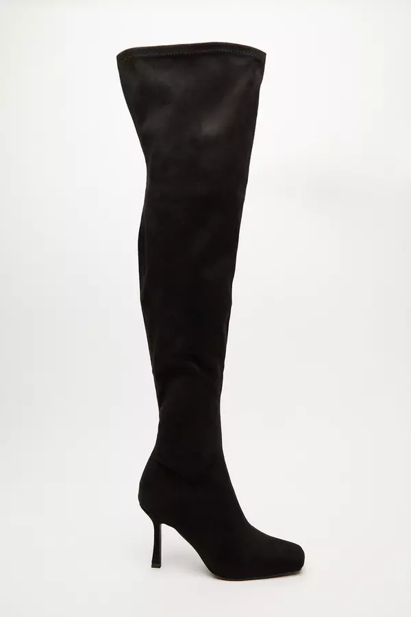 Black Over The Knee Heeled Boots