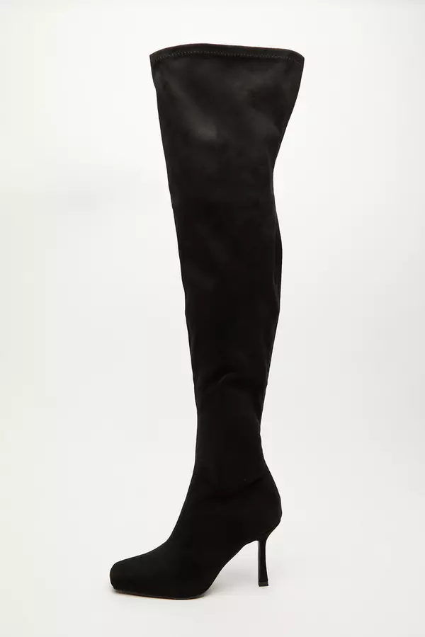 Black Over The Knee Heeled Boots