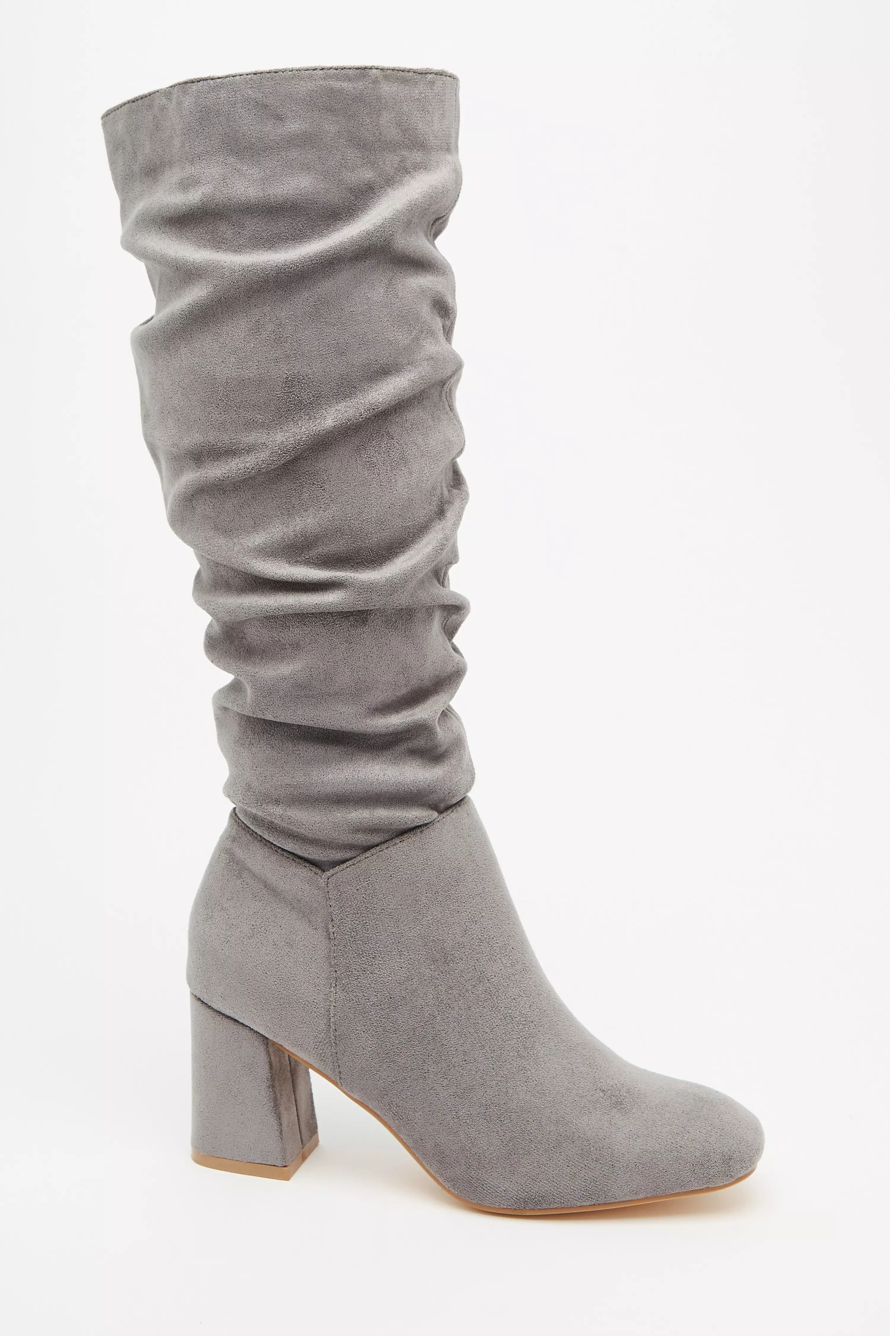 Grey heeled outlet boots