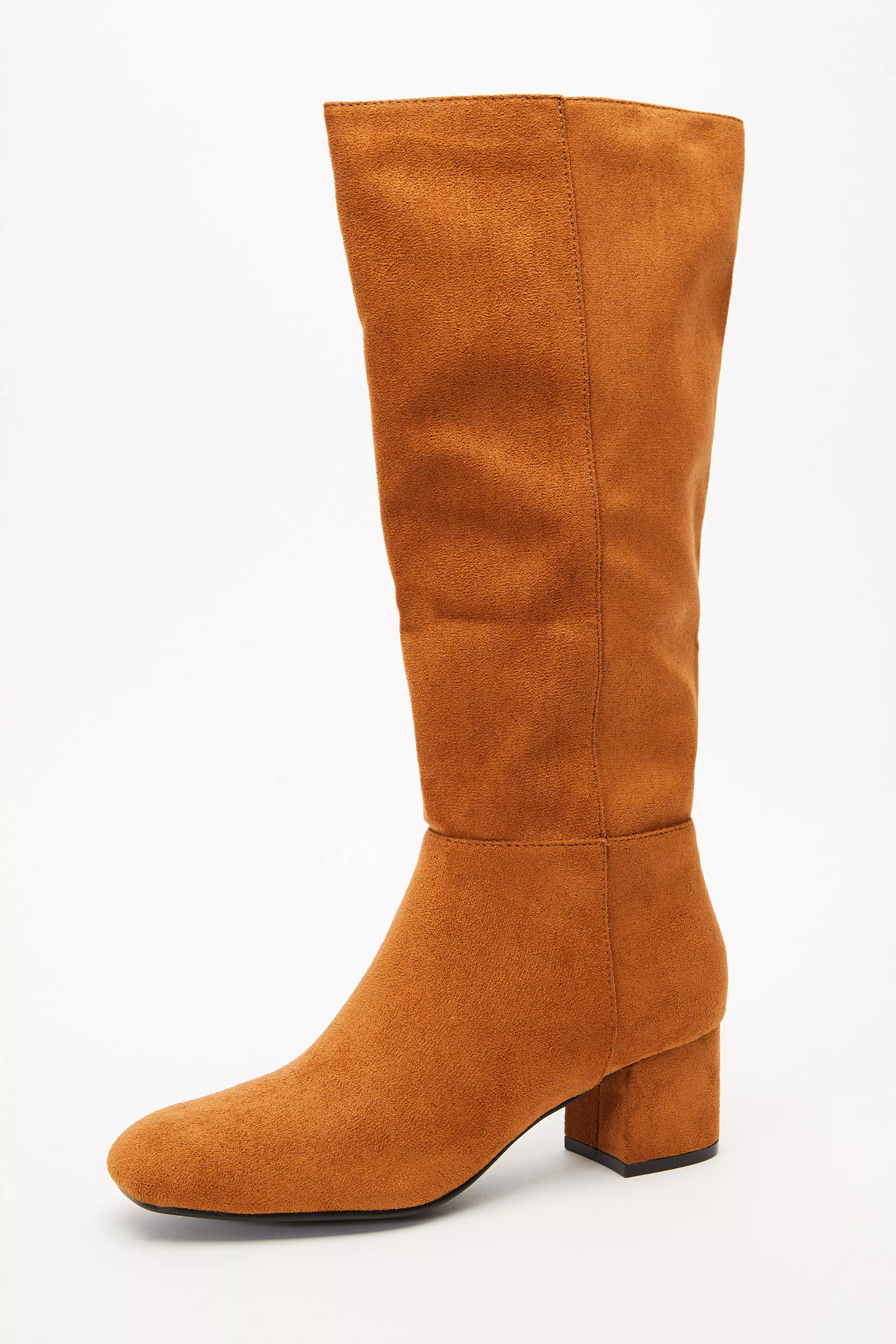 Tan Faux Suede Knee High Boots