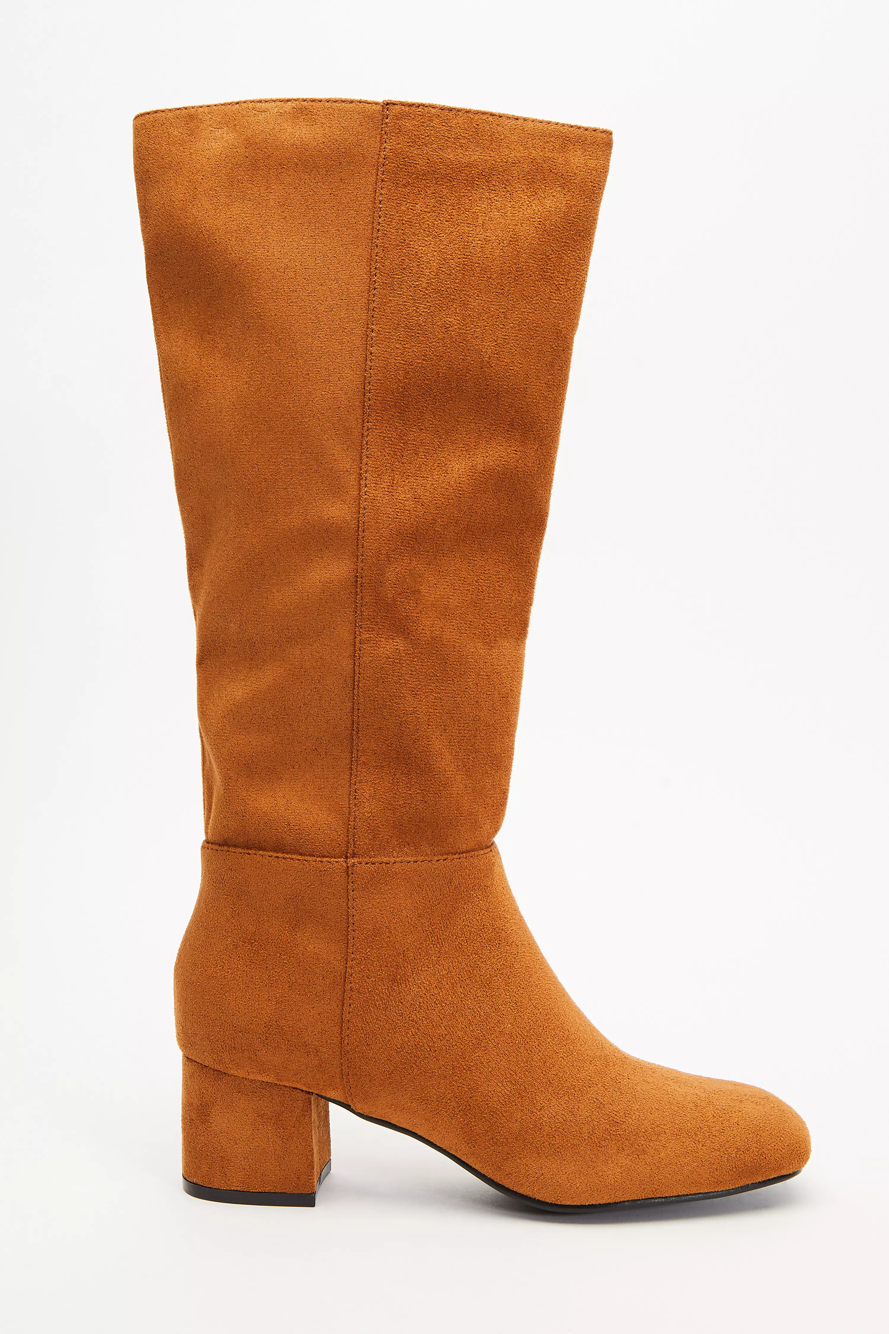Tan Faux Suede Knee High Boots