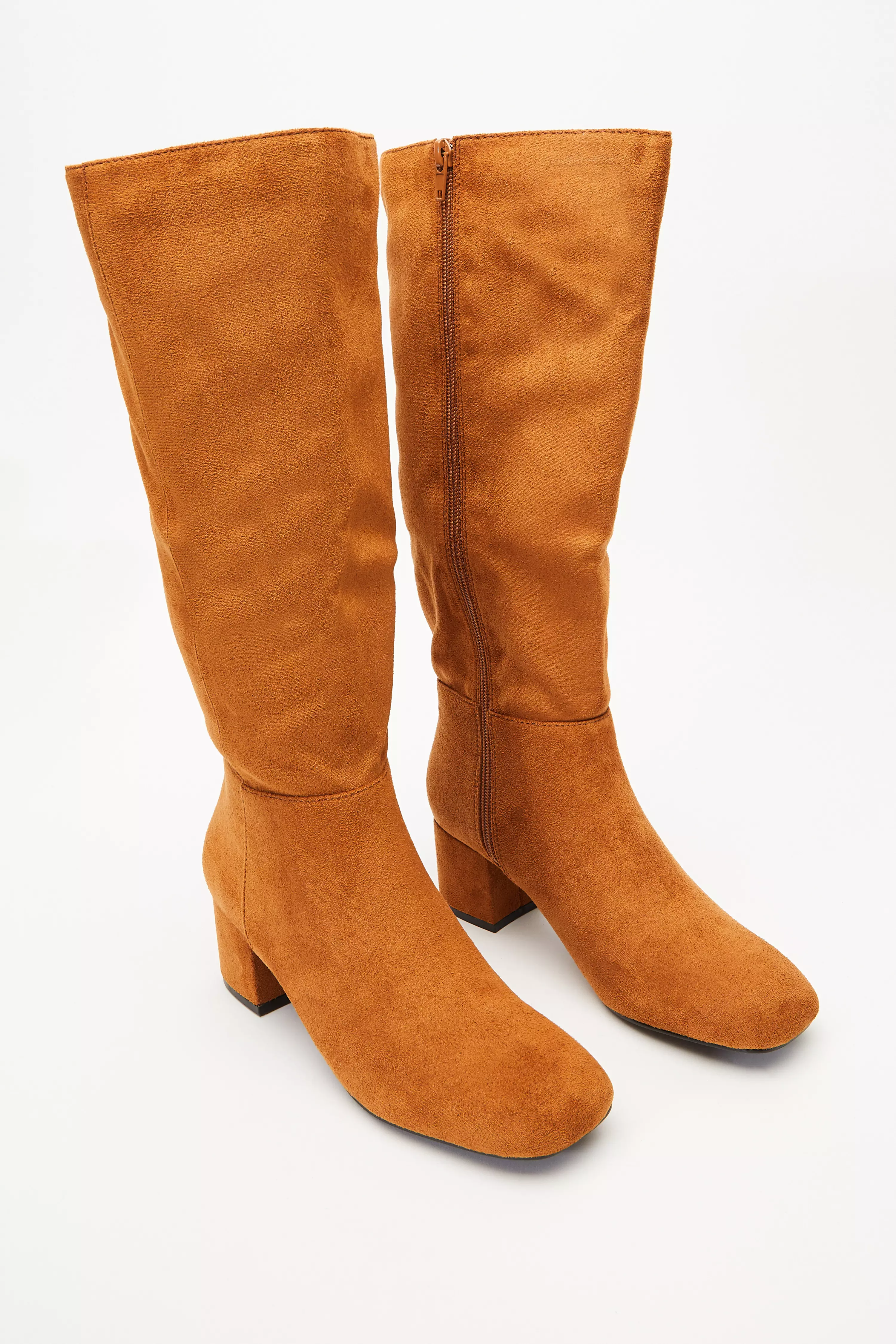 Tan Faux Suede Knee High Boots