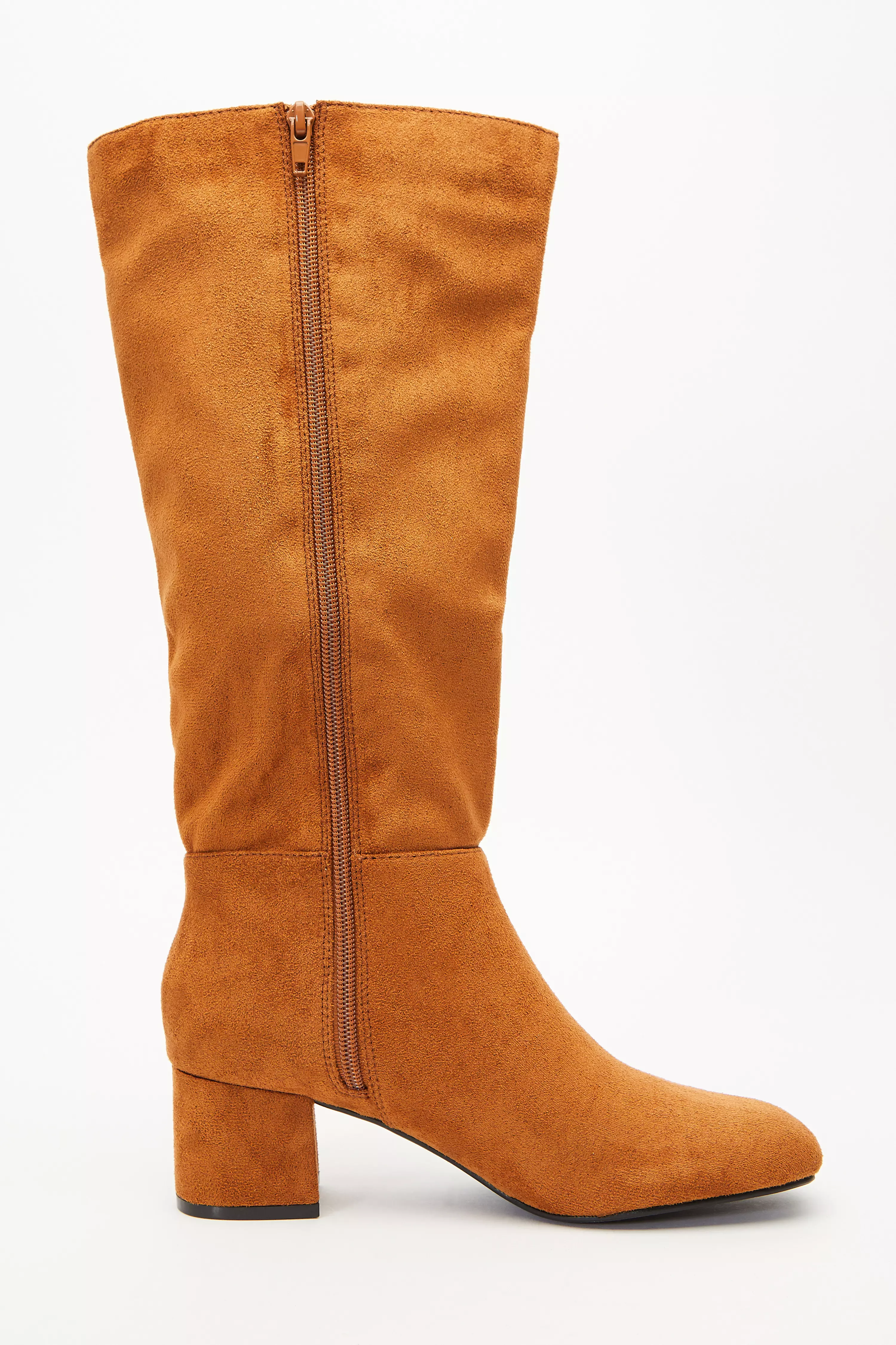 Tan Faux Suede Knee High Boots