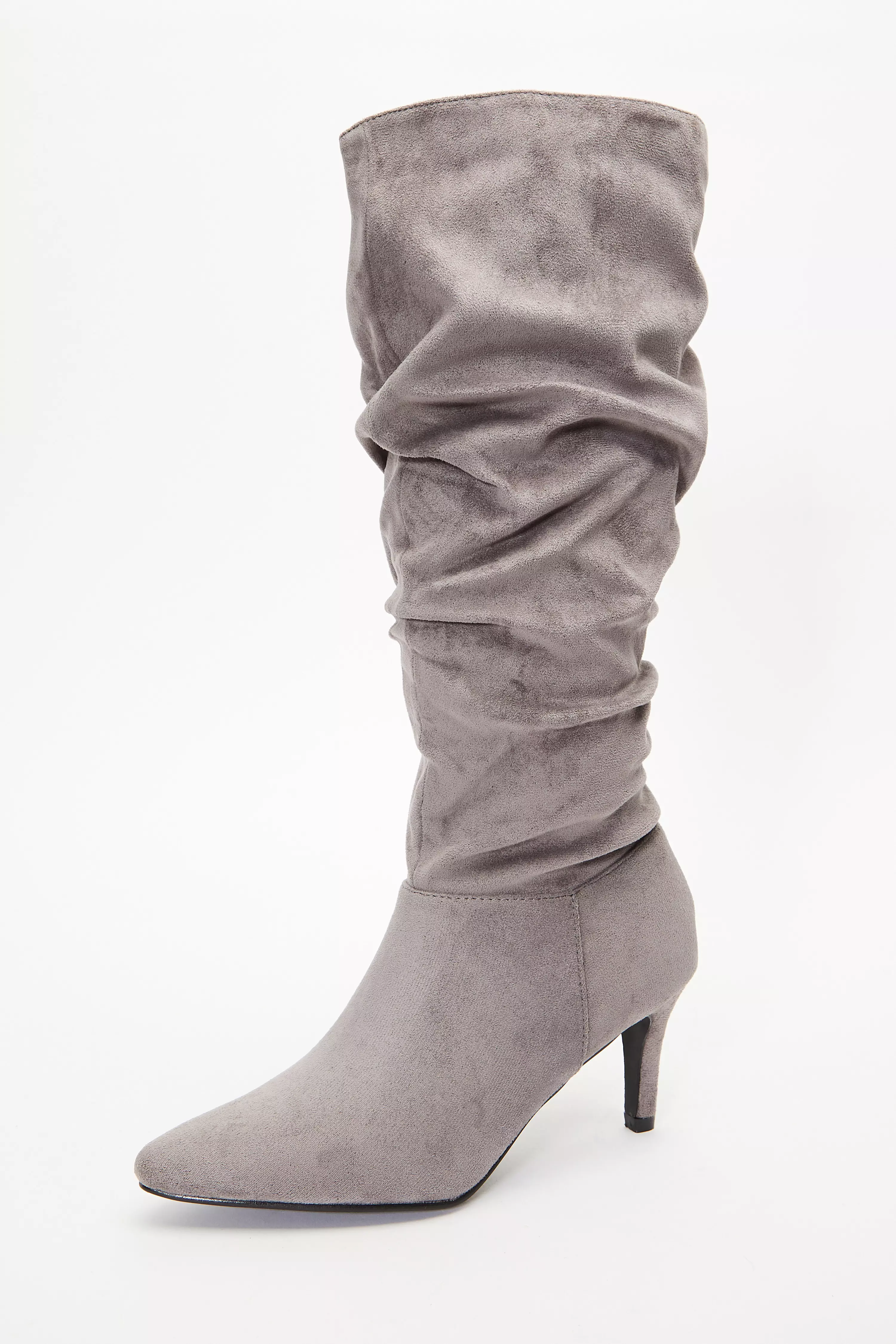 Grey ruched outlet boots