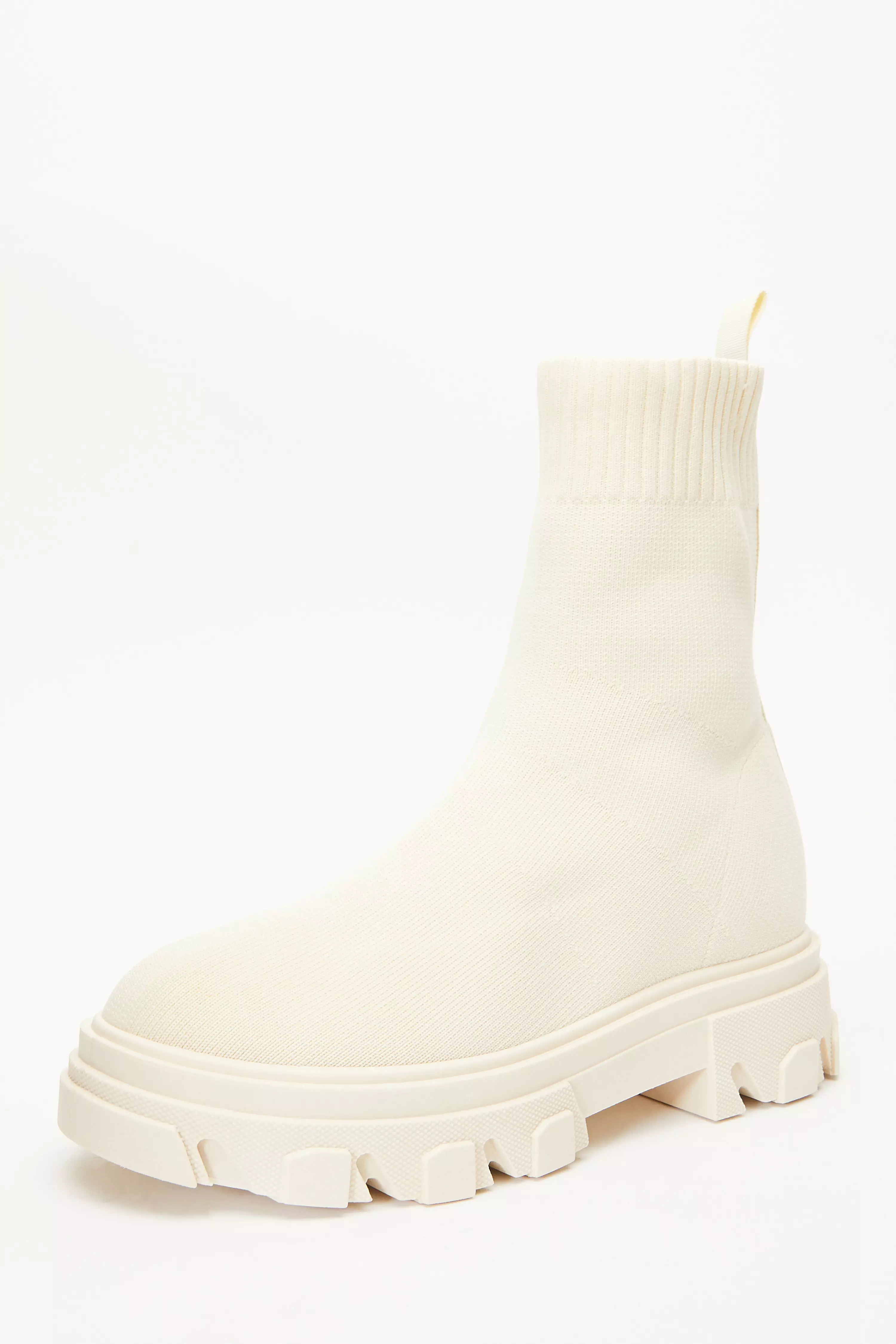 Cream Knitted Runner Boots