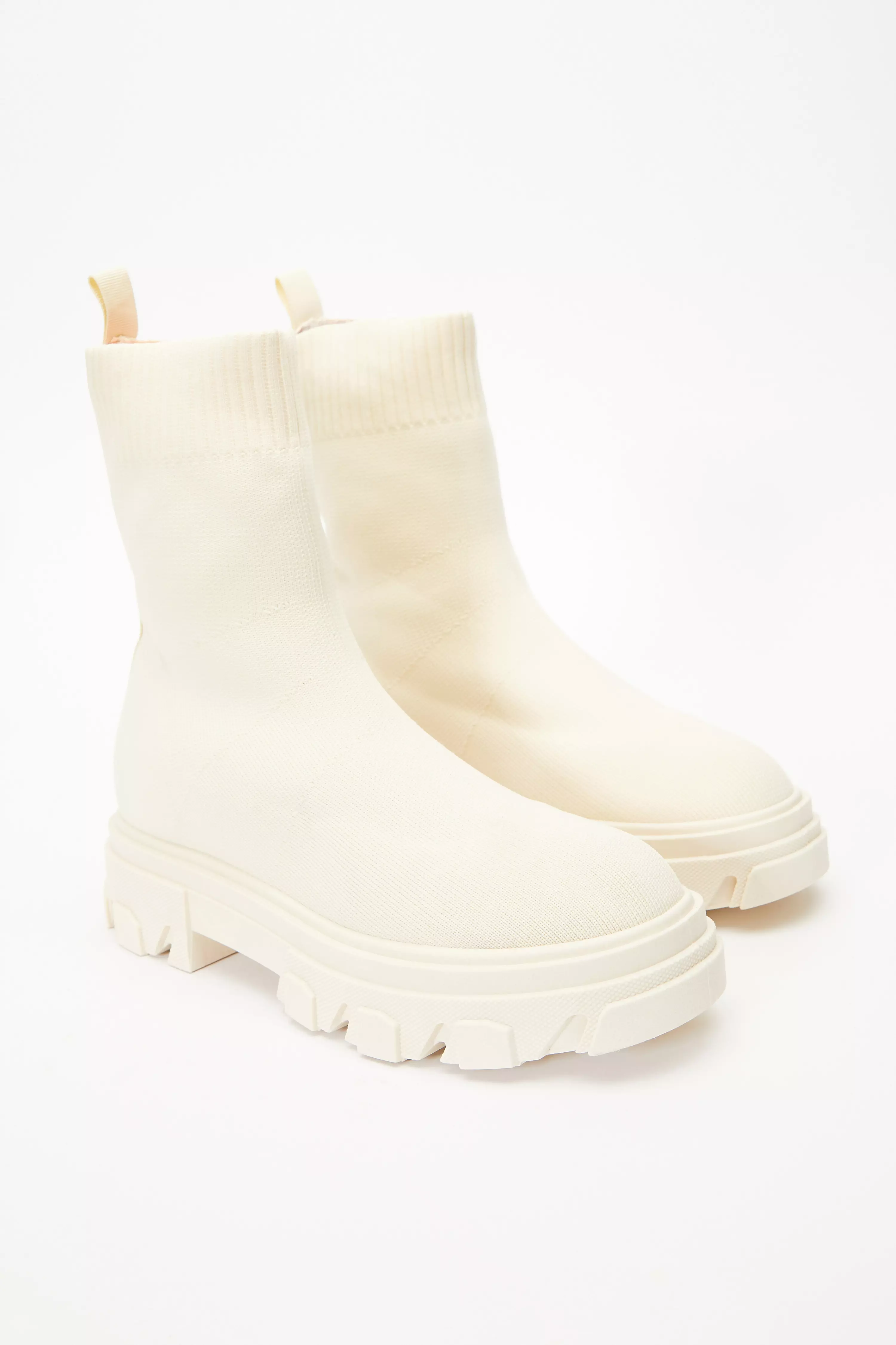 Cream Knitted Runner Boots